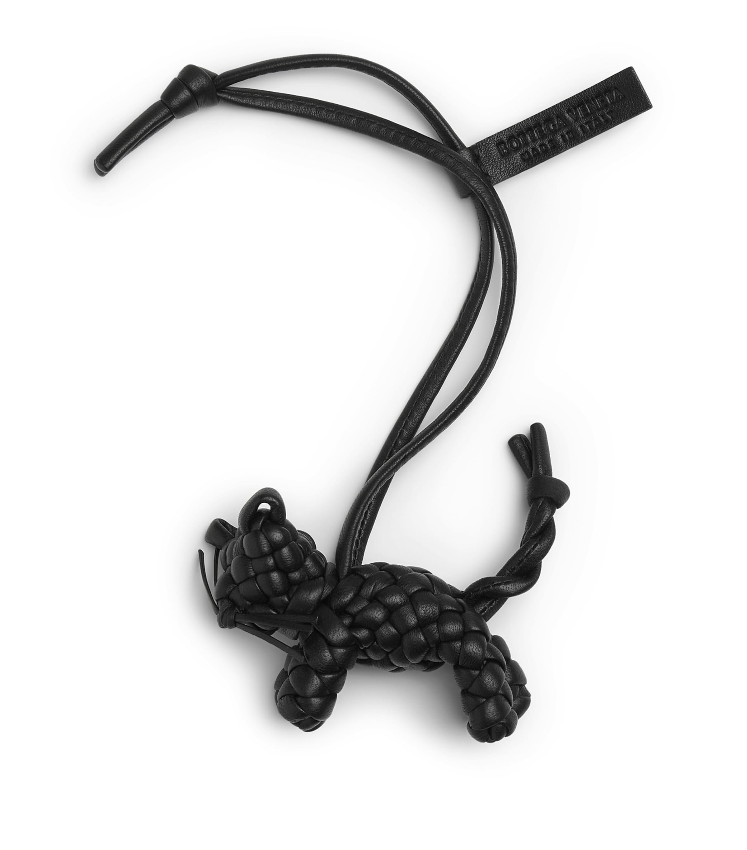 Leather Intrecciato Cat Charm