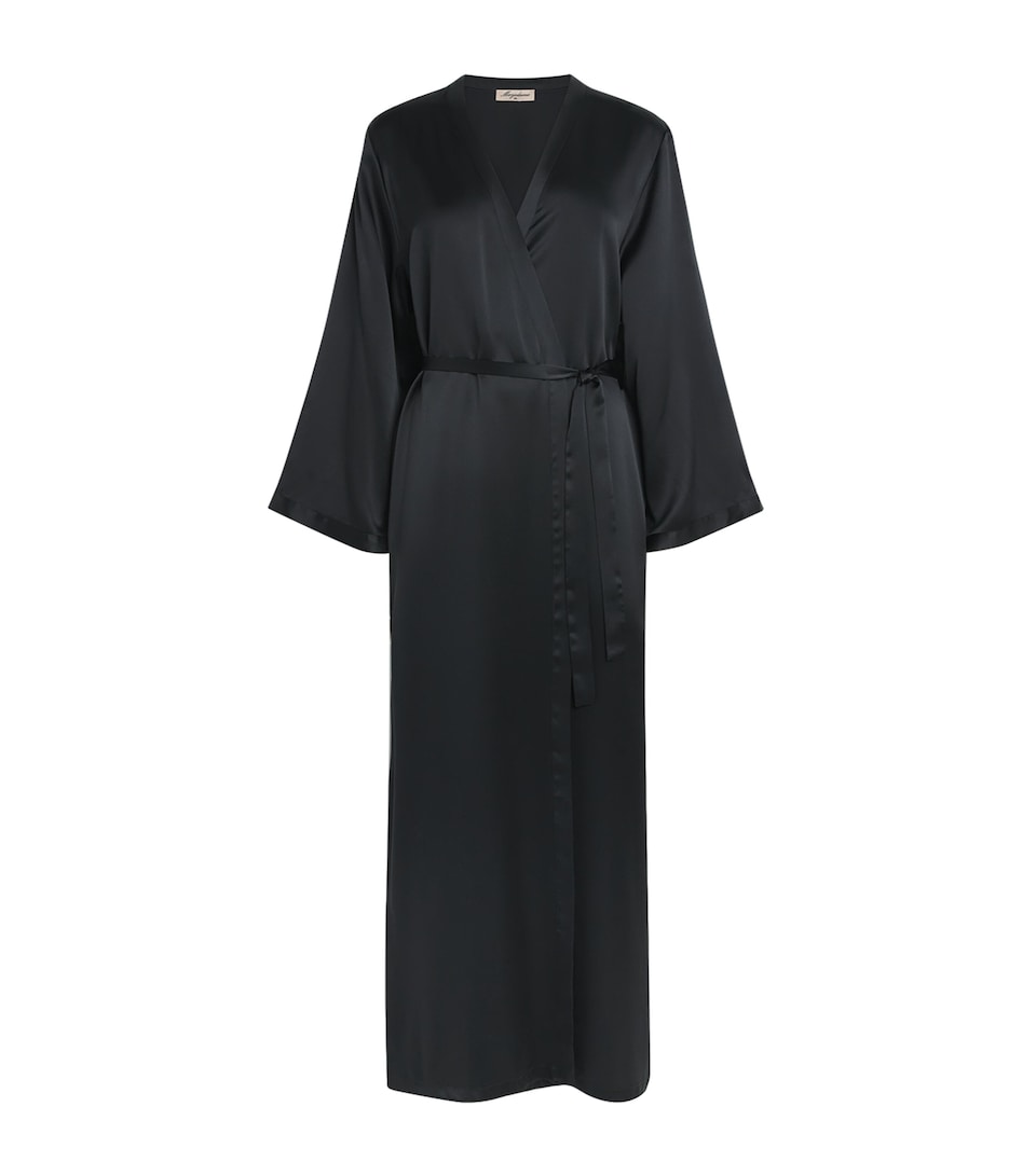 Marjolaine Womens Silk Longline Tracy Robe Noir