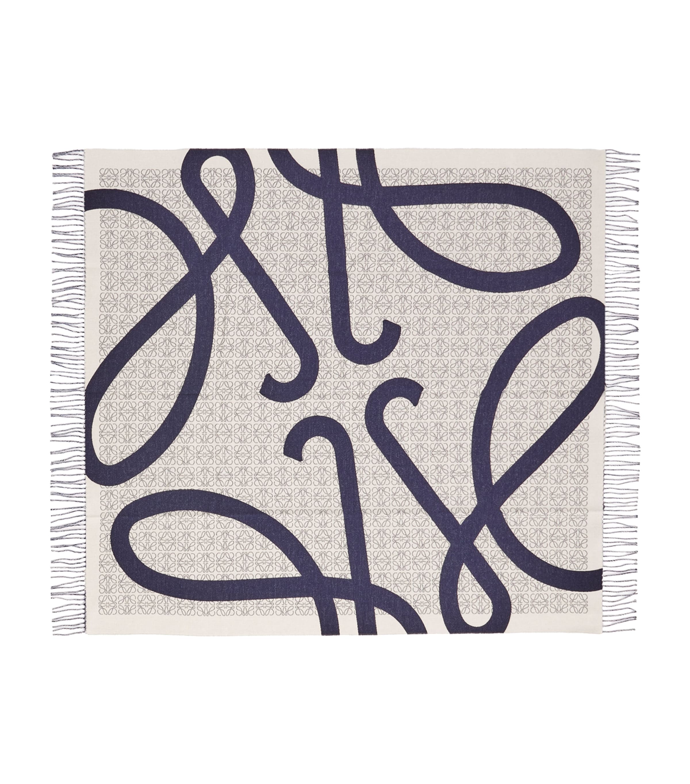 LOEWE Wool Anagram Blanket (120cm x 140cm) Navy Blue
