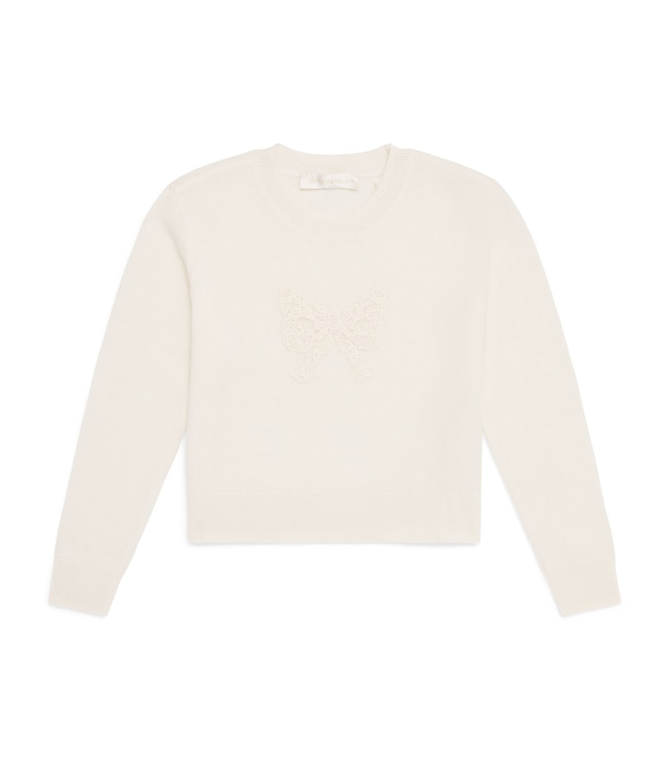 LoveShackFancy Wool-Cashmere Zolee Sweater (7-14 Years) Czivy Cozy Ivory