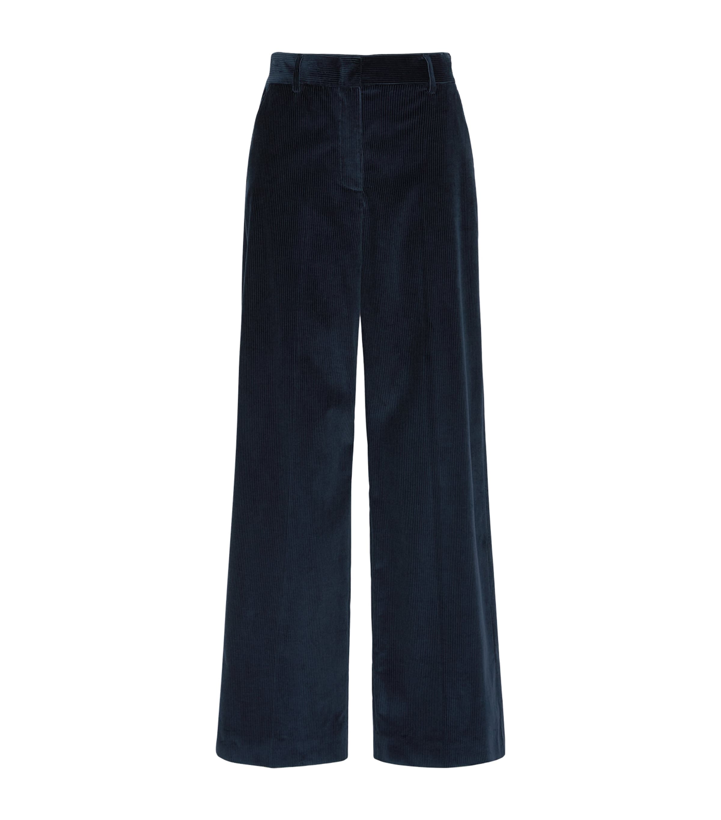 Weekend Max Mara Womens Corduroy Wide-Leg Trousers Navy