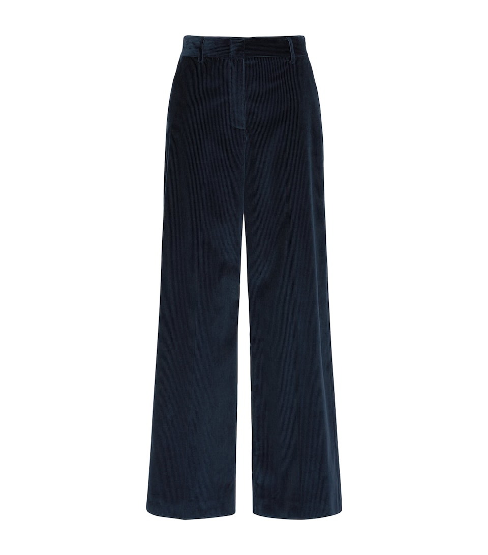 Weekend Max Mara Womens Corduroy Wide-Leg Trousers Navy
