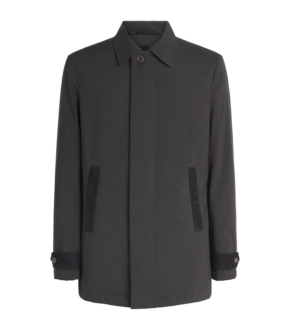 Paul & Shark Mens Leather Trim Padded Jacket Black