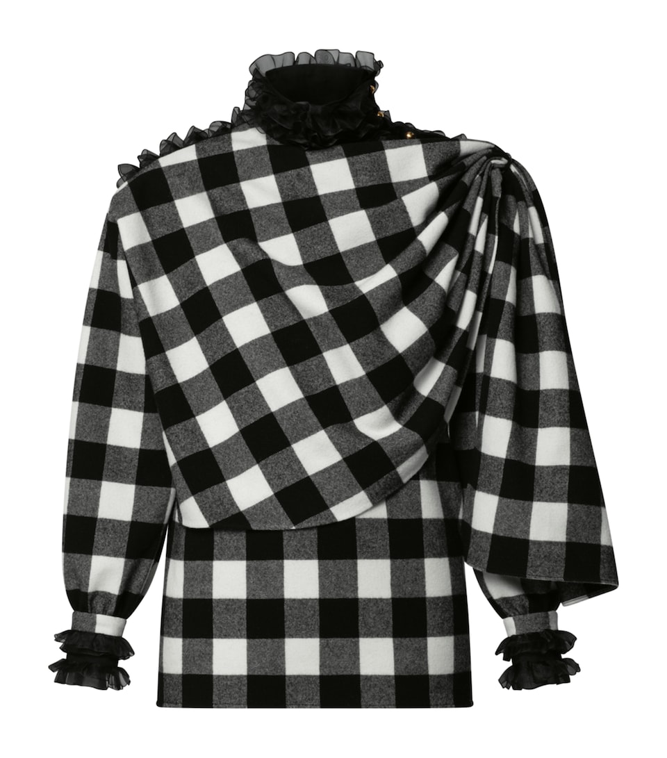 Wool-Blend Frilled Blouse