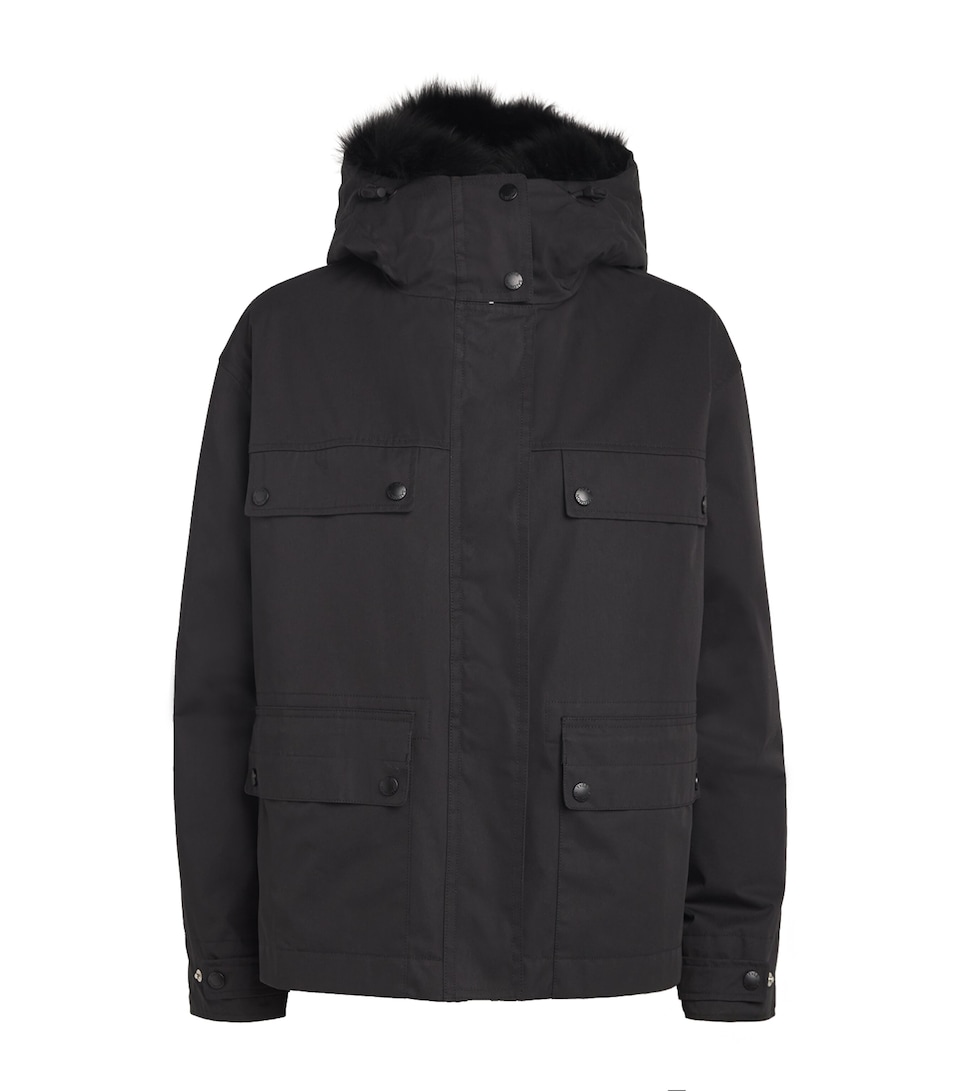 Rabbit Fur-Lined Parka Coat