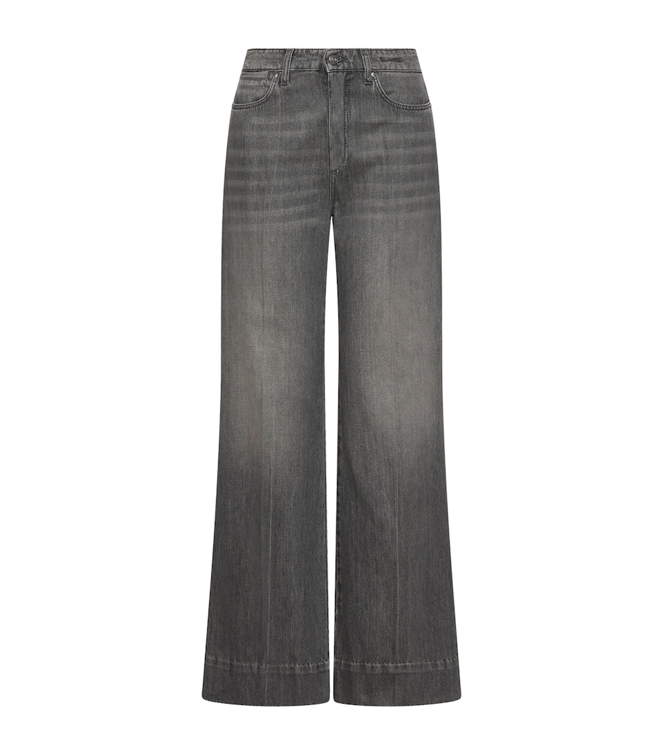 Marella Womens Mid-Rise Wide-Leg Trousers Grey