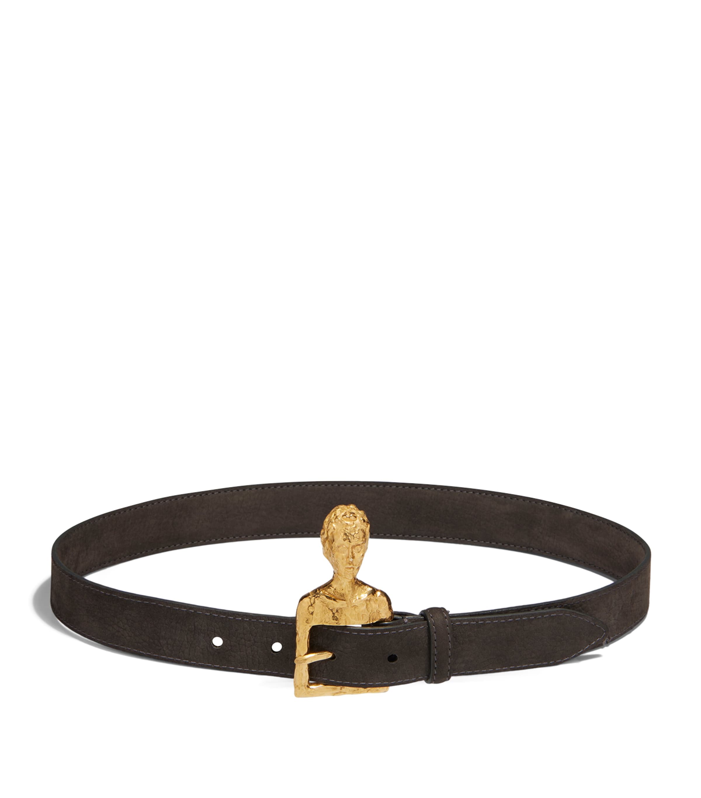 Schiaparelli Suede Figure Belt Dark Grey