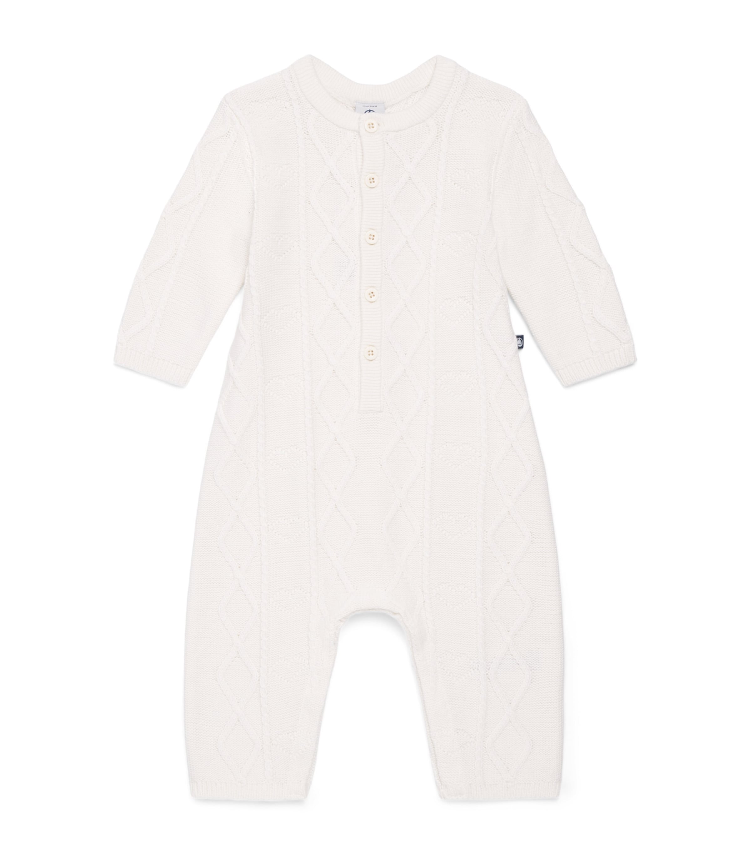 Petit Bateau Cable-Knit Playsuit (0-24 Months) Marshmallow