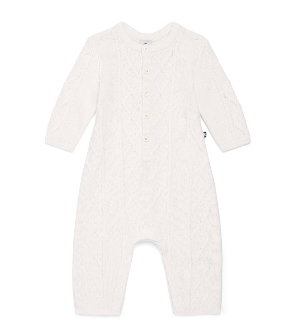 Petit Bateau Cable-Knit Playsuit (0-24 Months) Marshmallow