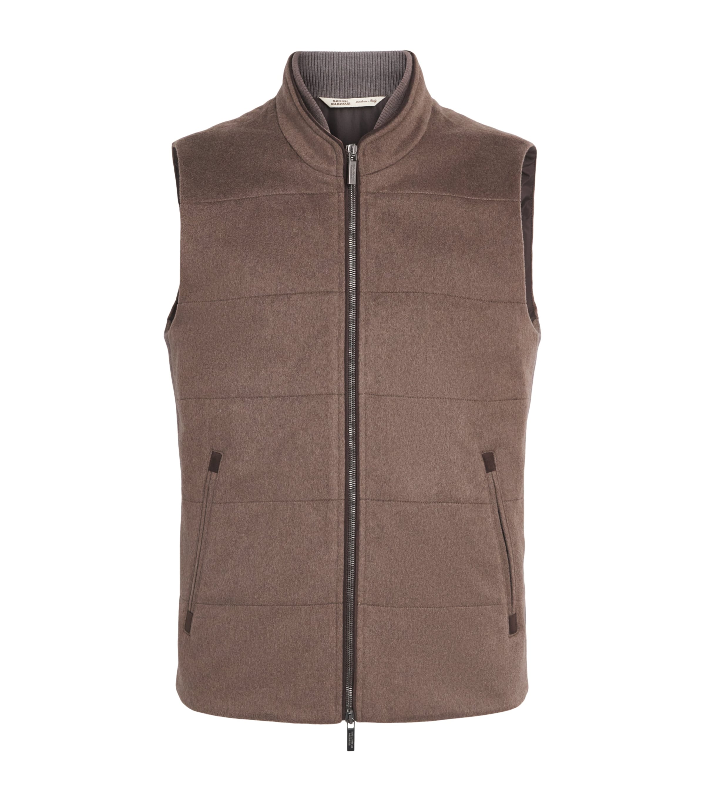 Maurizio Baldassari Mens Cashmere Arena Gilet Dark Grey Beige
