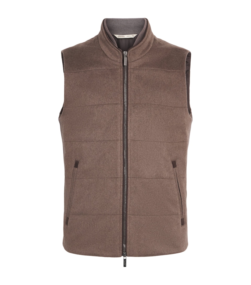 Maurizio Baldassari Mens Cashmere Arena Gilet Dark Grey Beige
