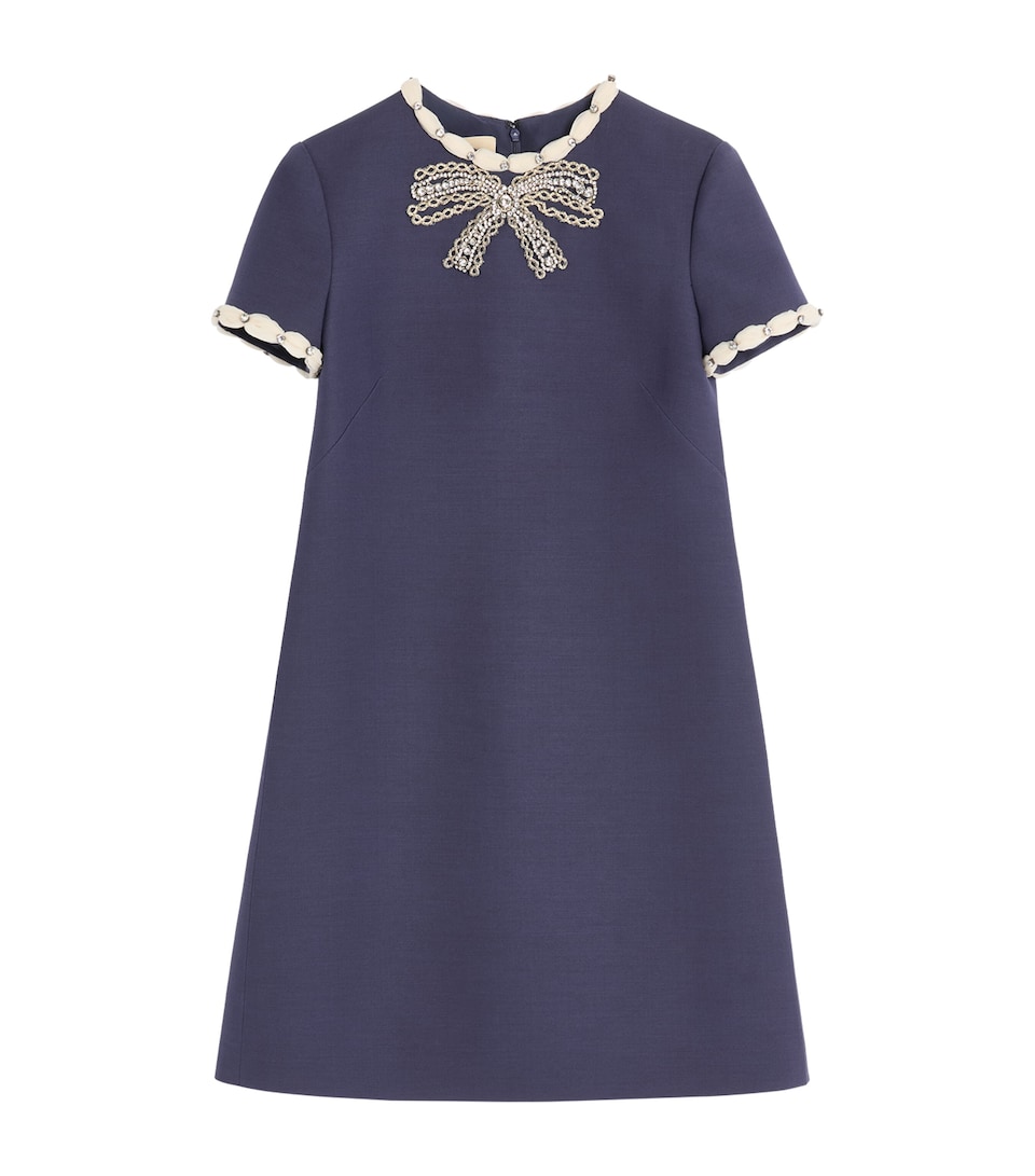 Wool-Silk Bow-Embellished Mini Dress