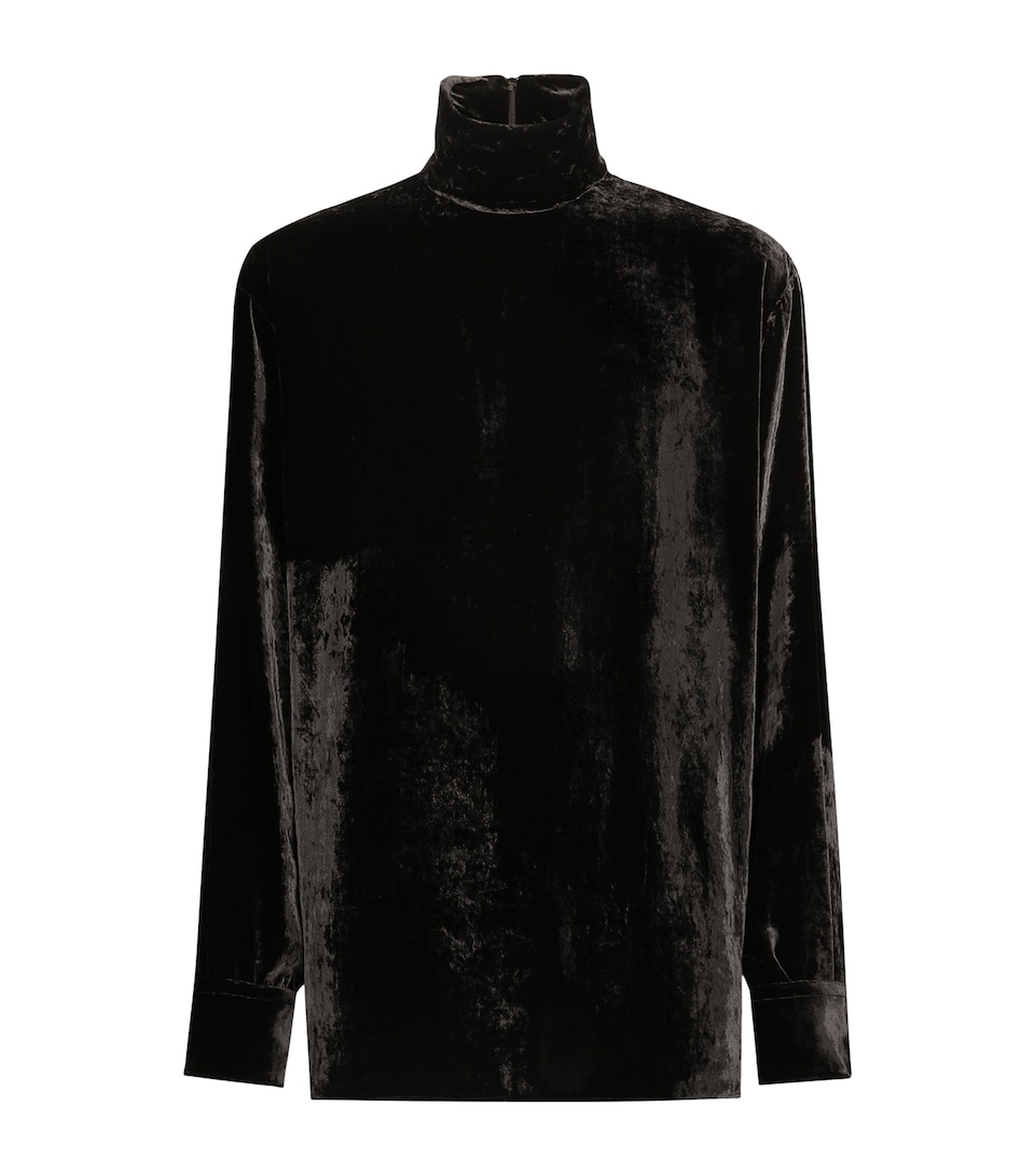 Velvet High-Neck Shirt