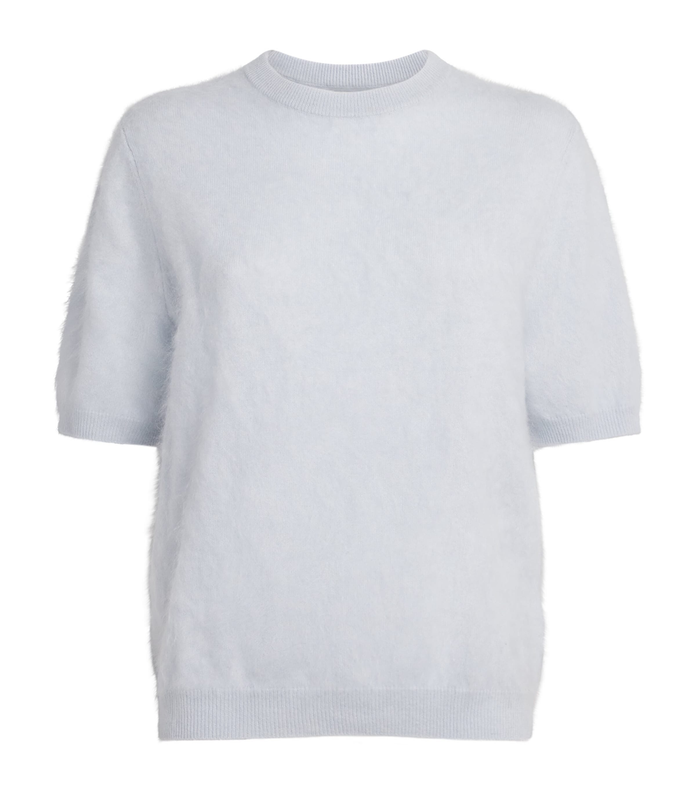 Brushed Cashmere Short-Sleeve Sweater