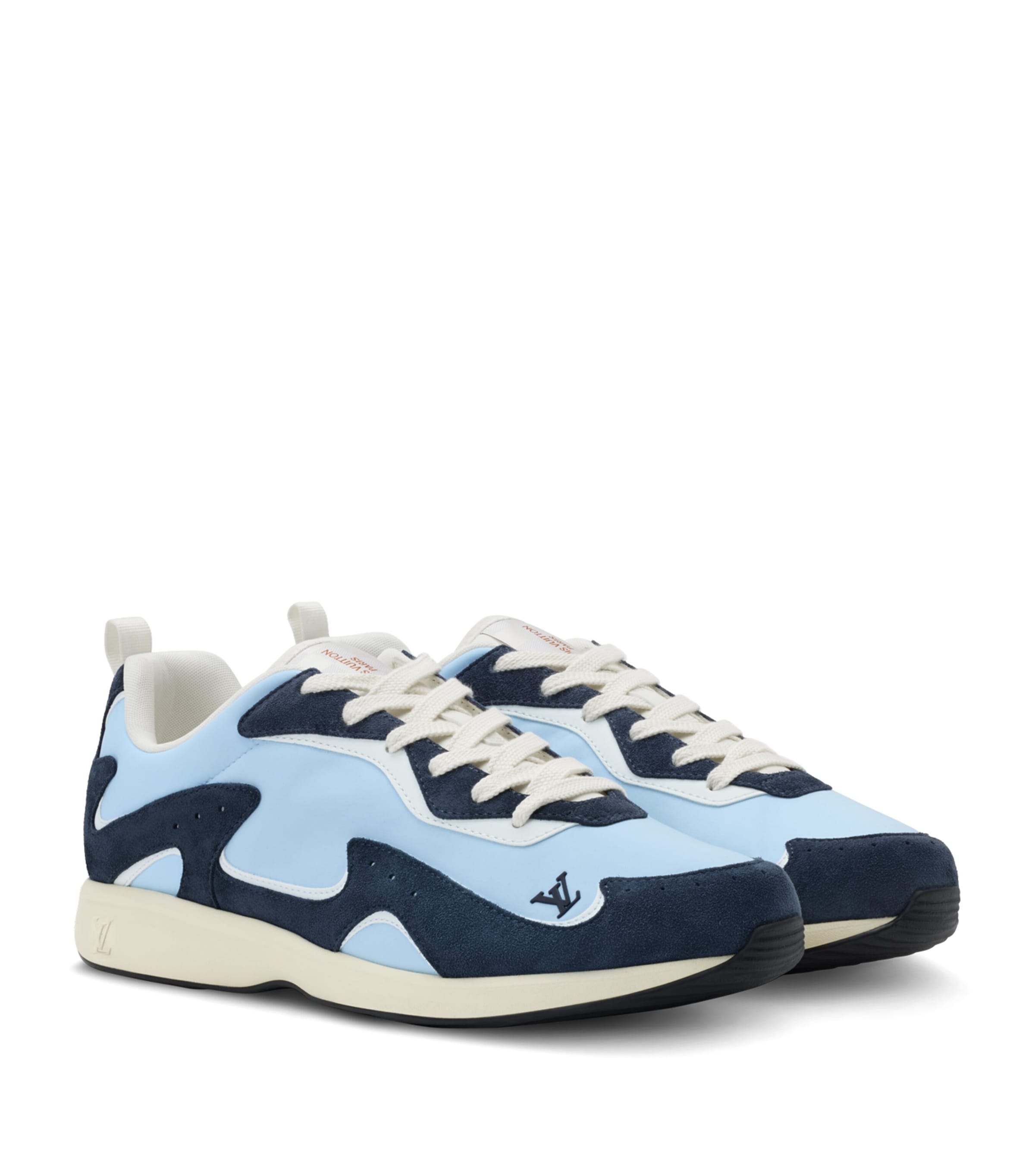 LOUIS VUITTON Leather-Trimmed LV Drop 300 Sneakers Bleu