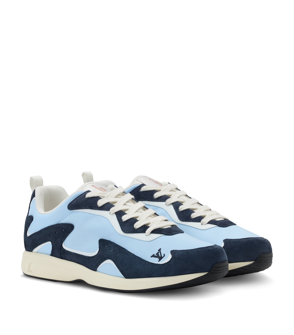 LOUIS VUITTON Leather-Trimmed LV Drop 300 Sneakers Bleu