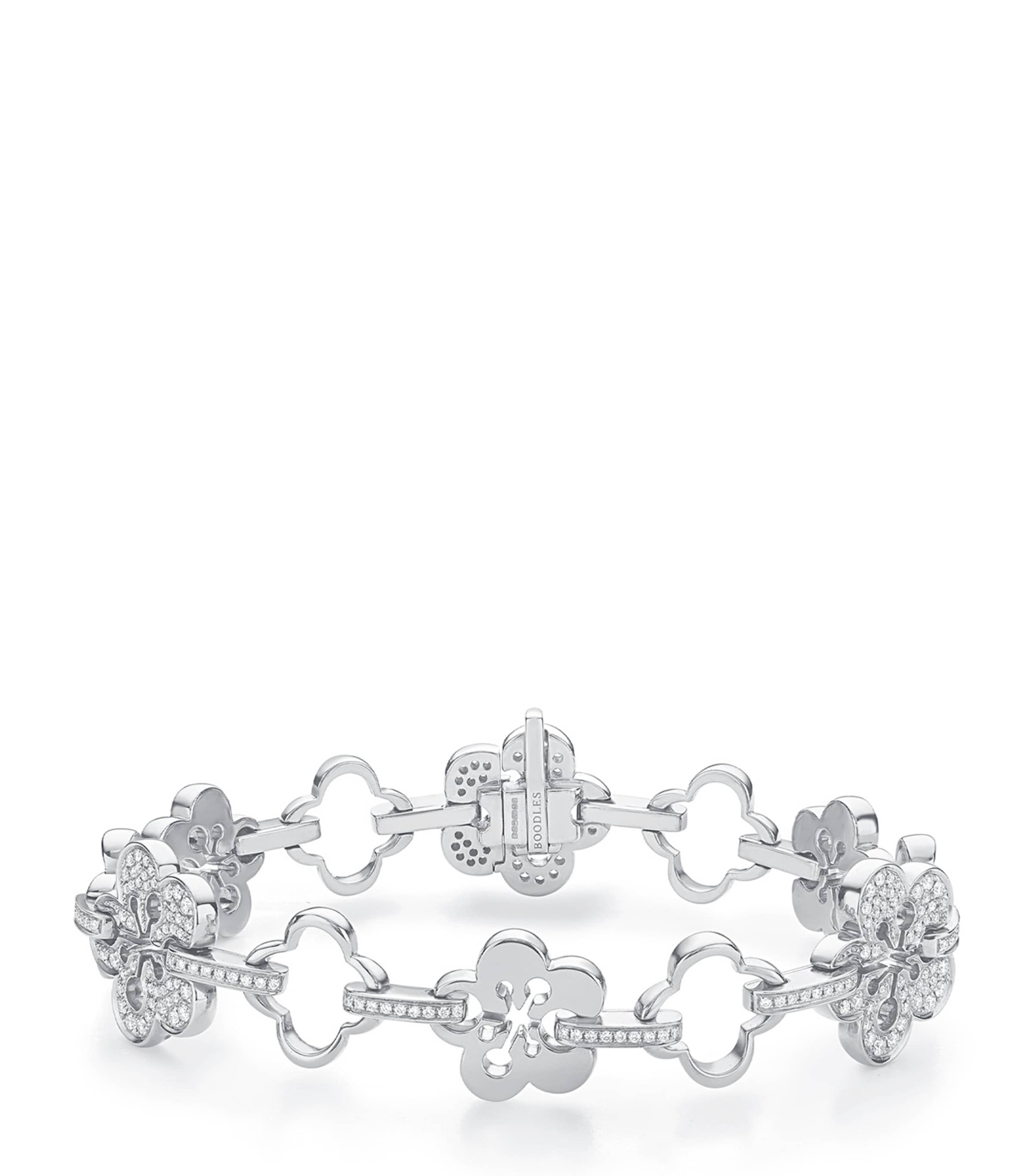 Boodles White Gold and Diamond Blossom Classic Bracelet Silver