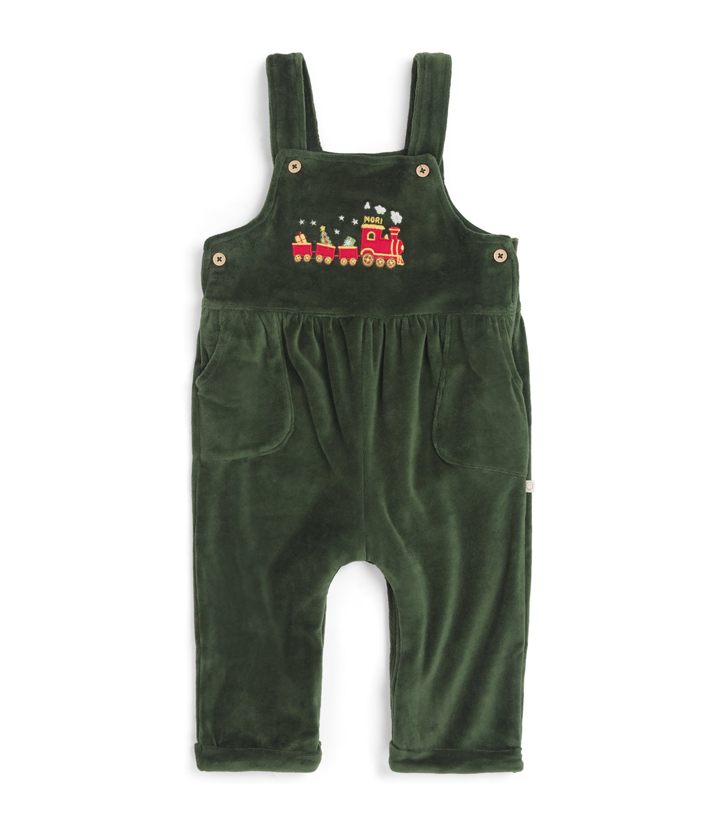 MORI Corduroy Festive Train Dungarees (3-36 Months) Mountain View