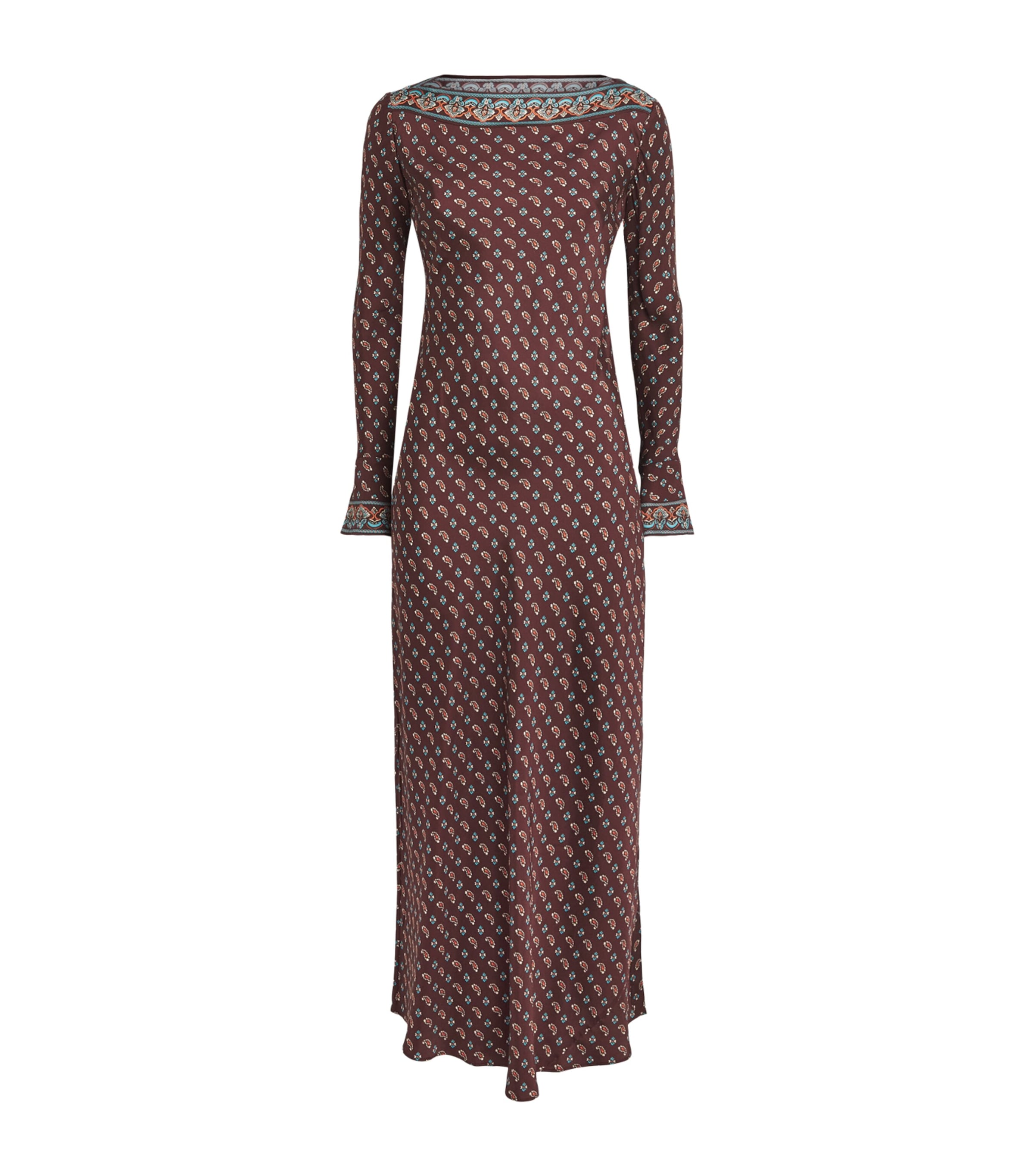 DÔEN Womens Silk-Blend Paisley Davina Midi Dress Deauville Paisley