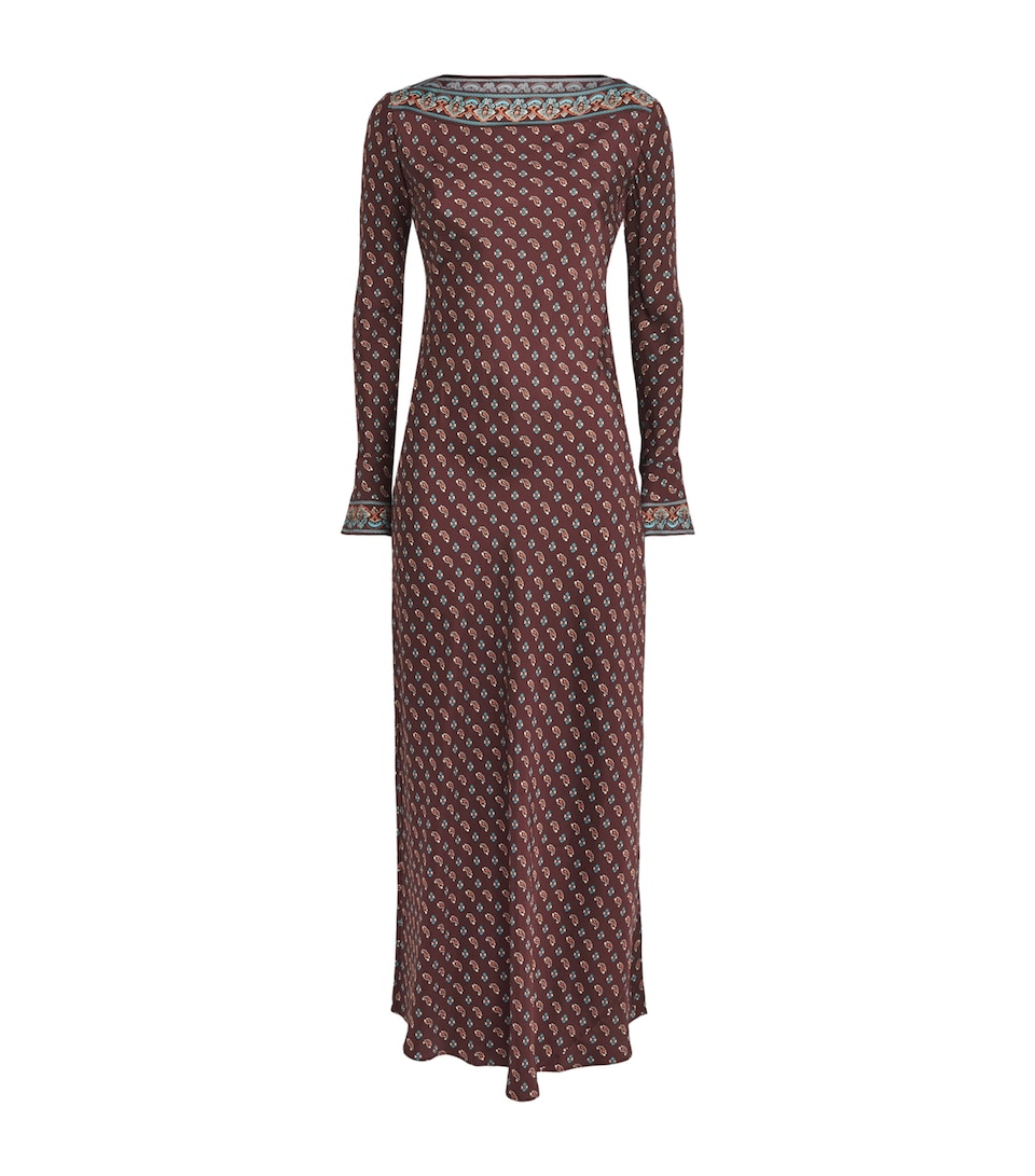 DÔEN Womens Silk-Blend Paisley Davina Midi Dress Deauville Paisley