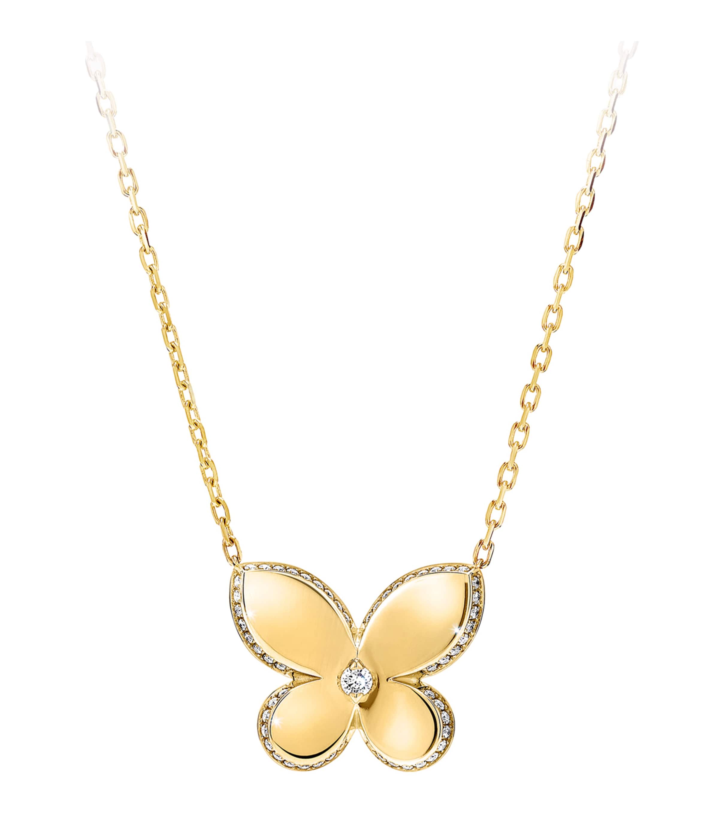 Graff Yellow Gold and Diamond Butterfly Necklace Yellow Gold