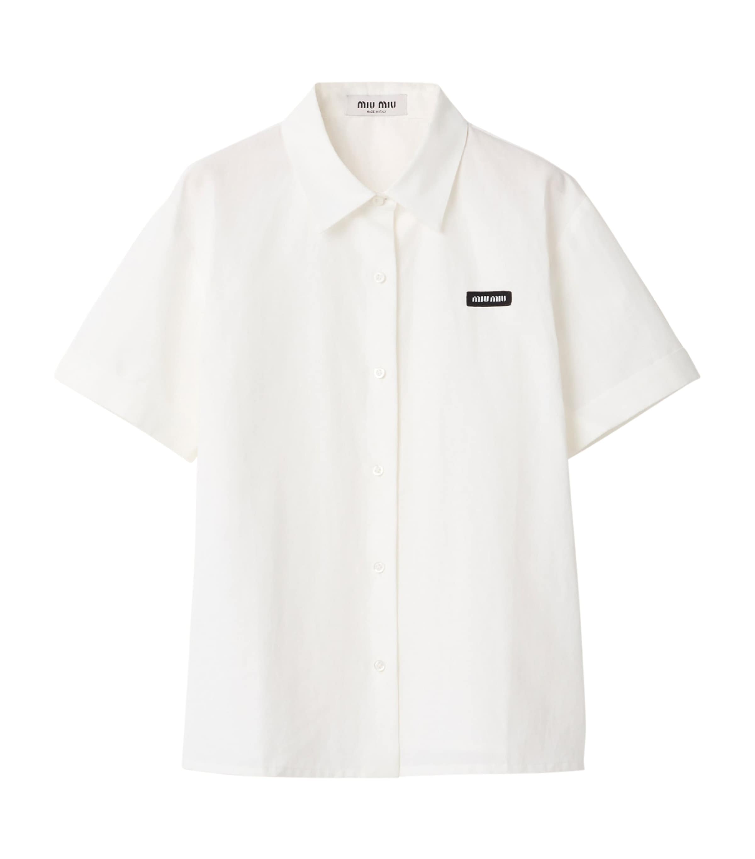 Cotton-Linen Slubbed Logo Shirt