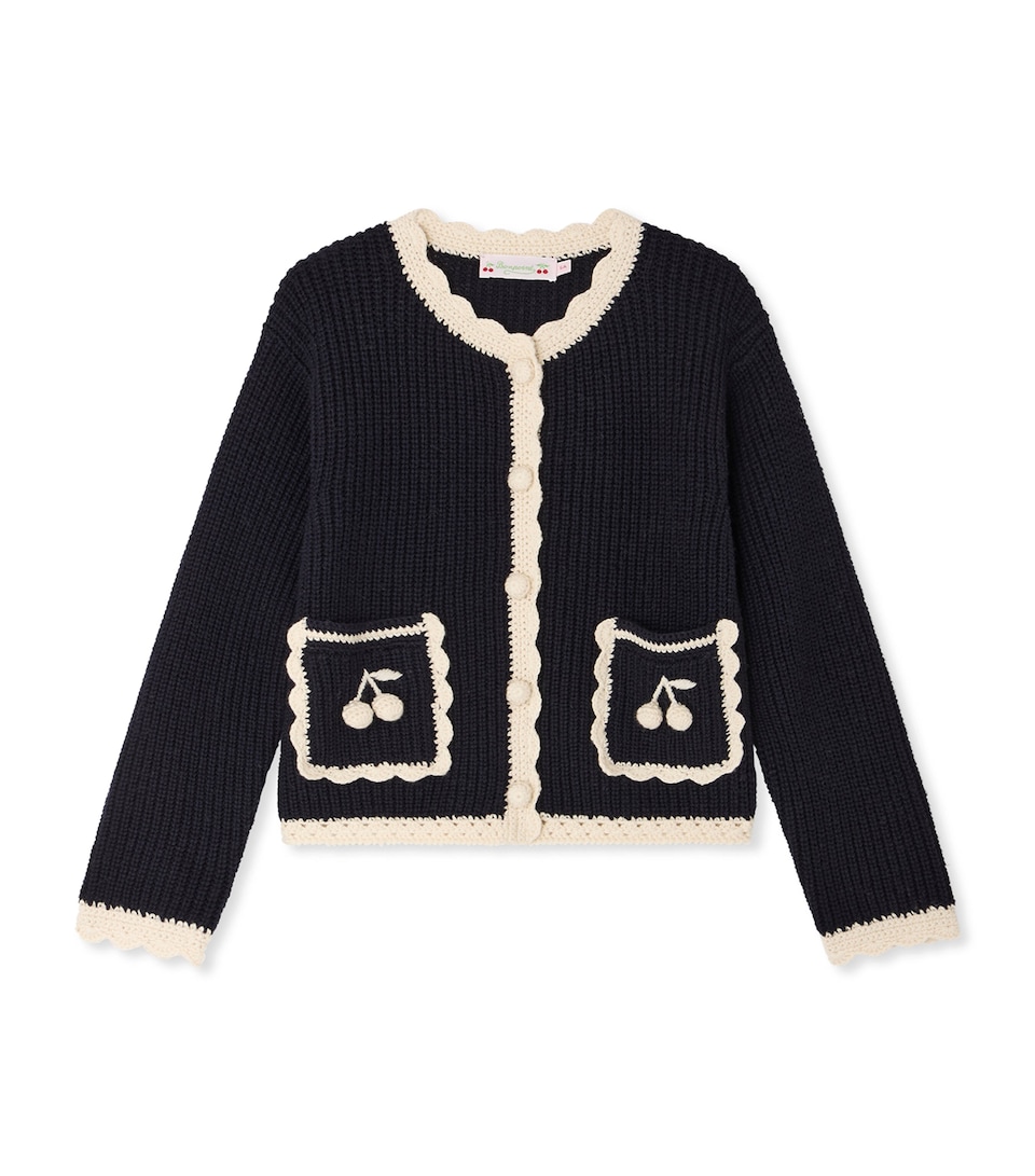 Bonpoint Wool-Cotton Maryls Cardigan (4-8 Years) Marine
