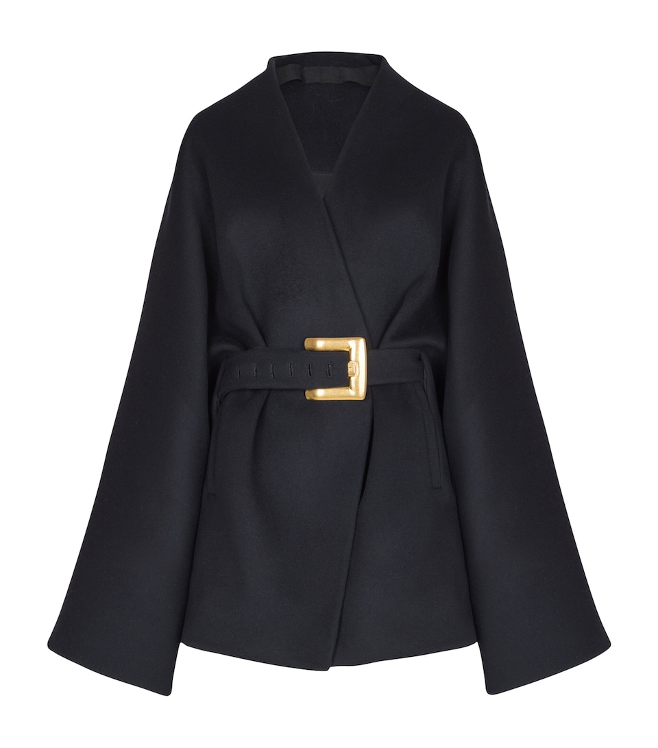 Wool-Blend Oversized Wrap Coat