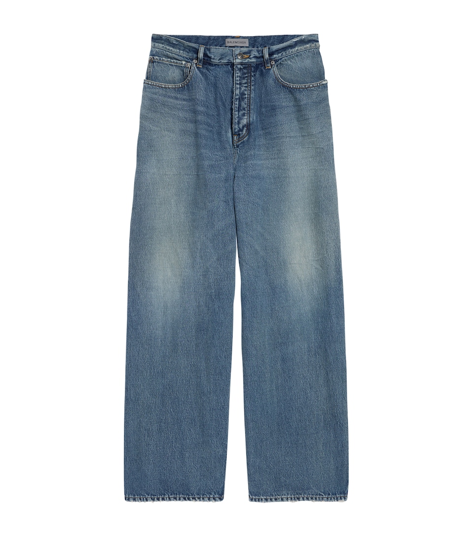 Balenciaga Mens Distressed Baggy-Fit Jeans