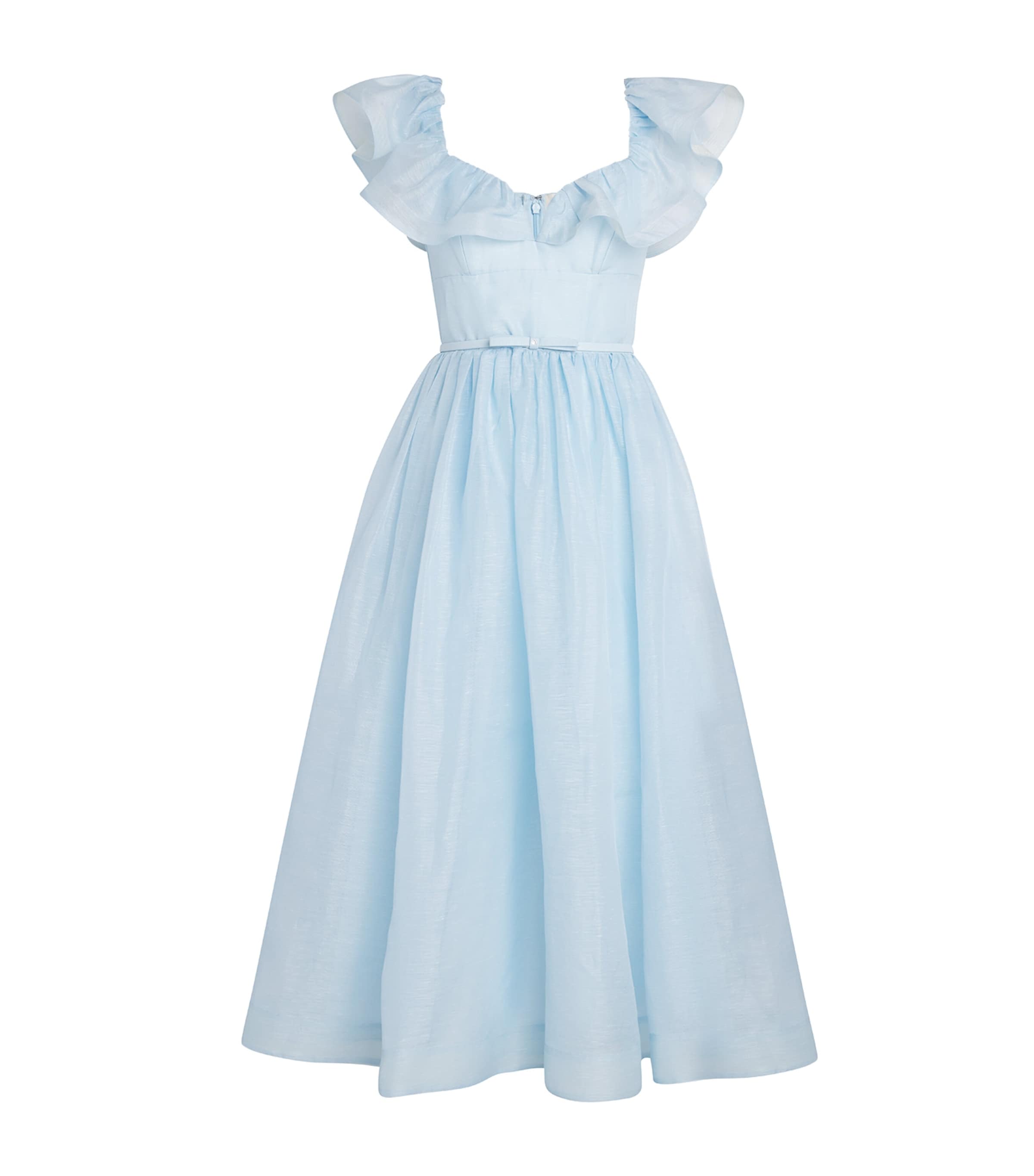 Ruffle-Neck Midi Dress