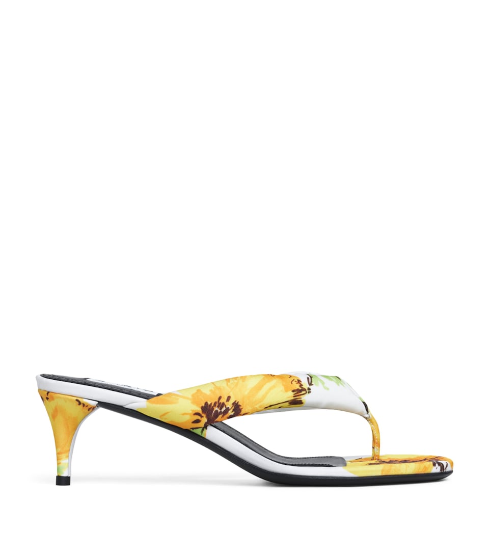 Alaïa Floral Thong Mules 55 White/yellow