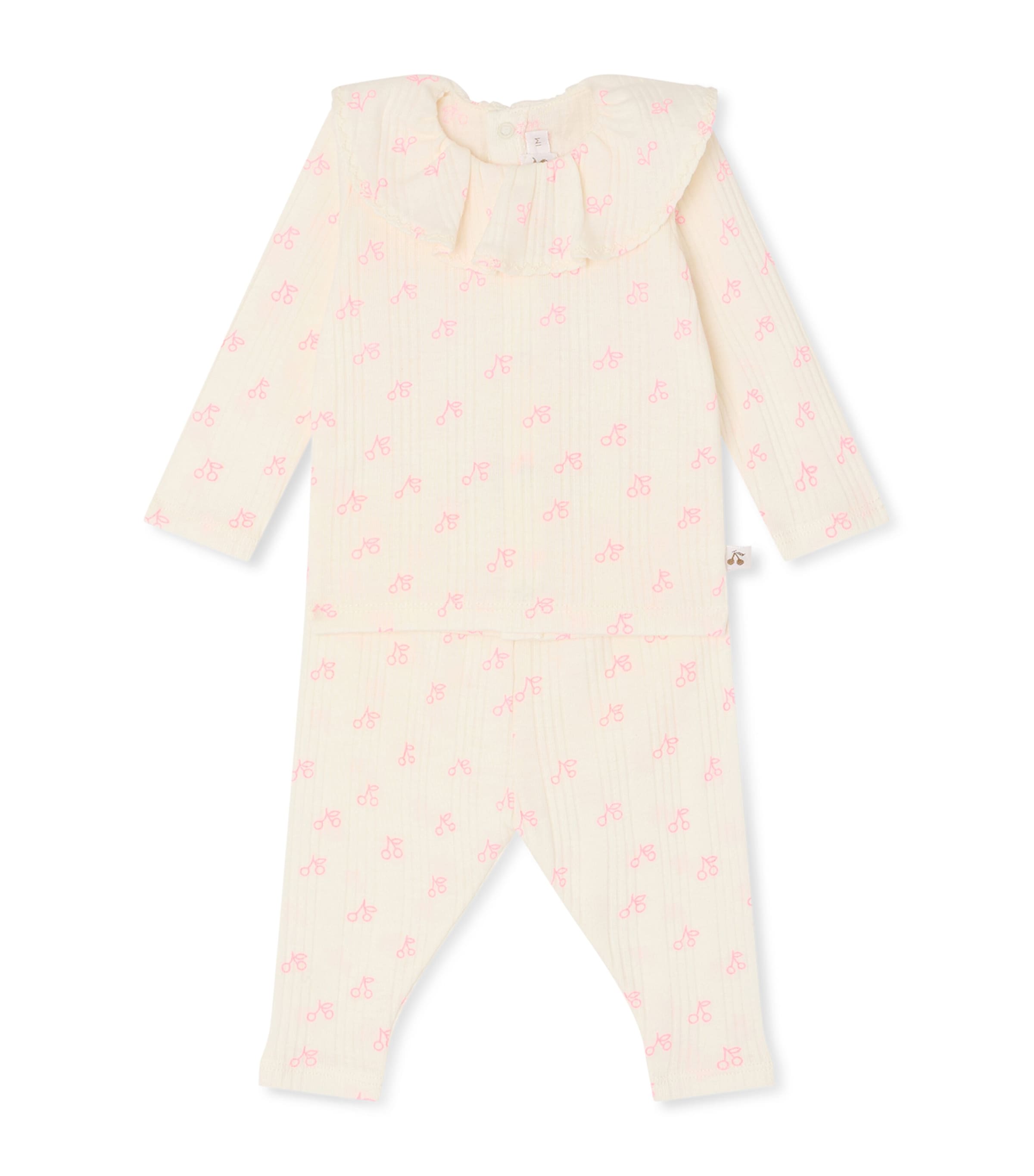 Bonpoint Cotton Ruffled-Collar Top and Trousers Set (1-18 Months) Imp Rose Fluo