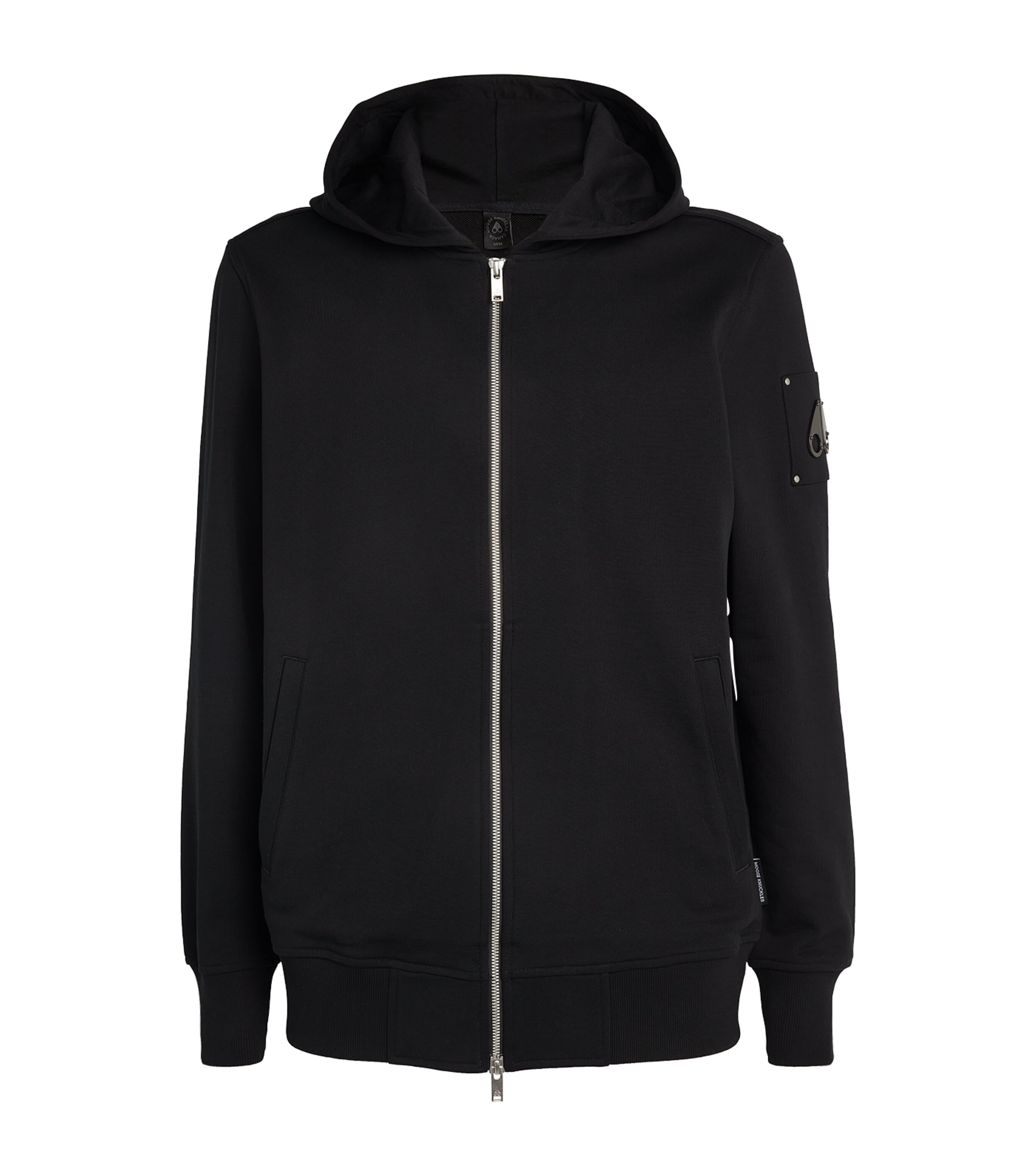 Moose Knuckles Mens Logo Zip-Up Hoodie Black