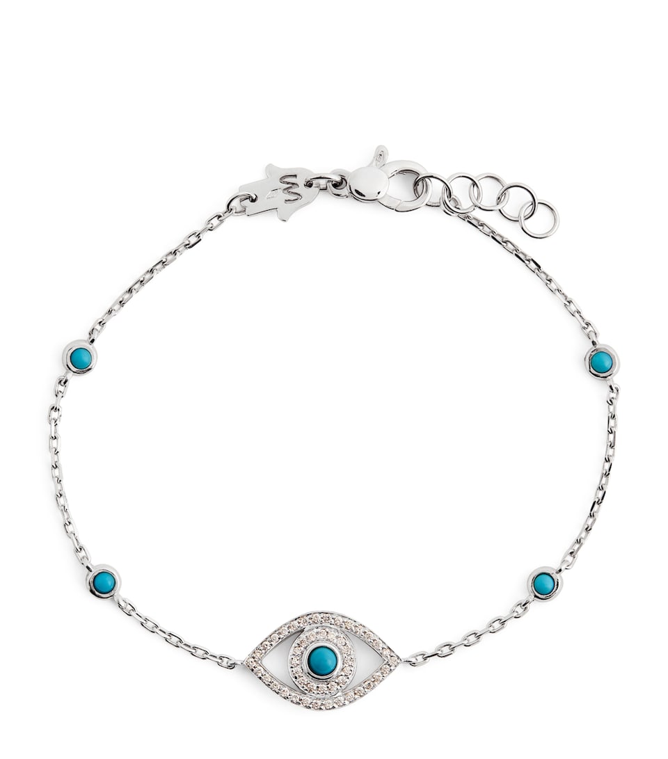 White Gold, Diamond and Turquoise Protected Bracelet