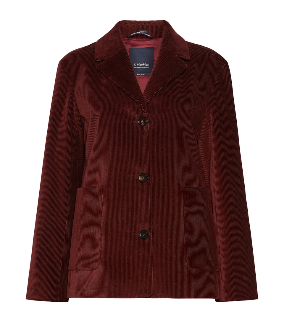 Max Mara Womens Corduroy Cotton Jacket Bordeaux
