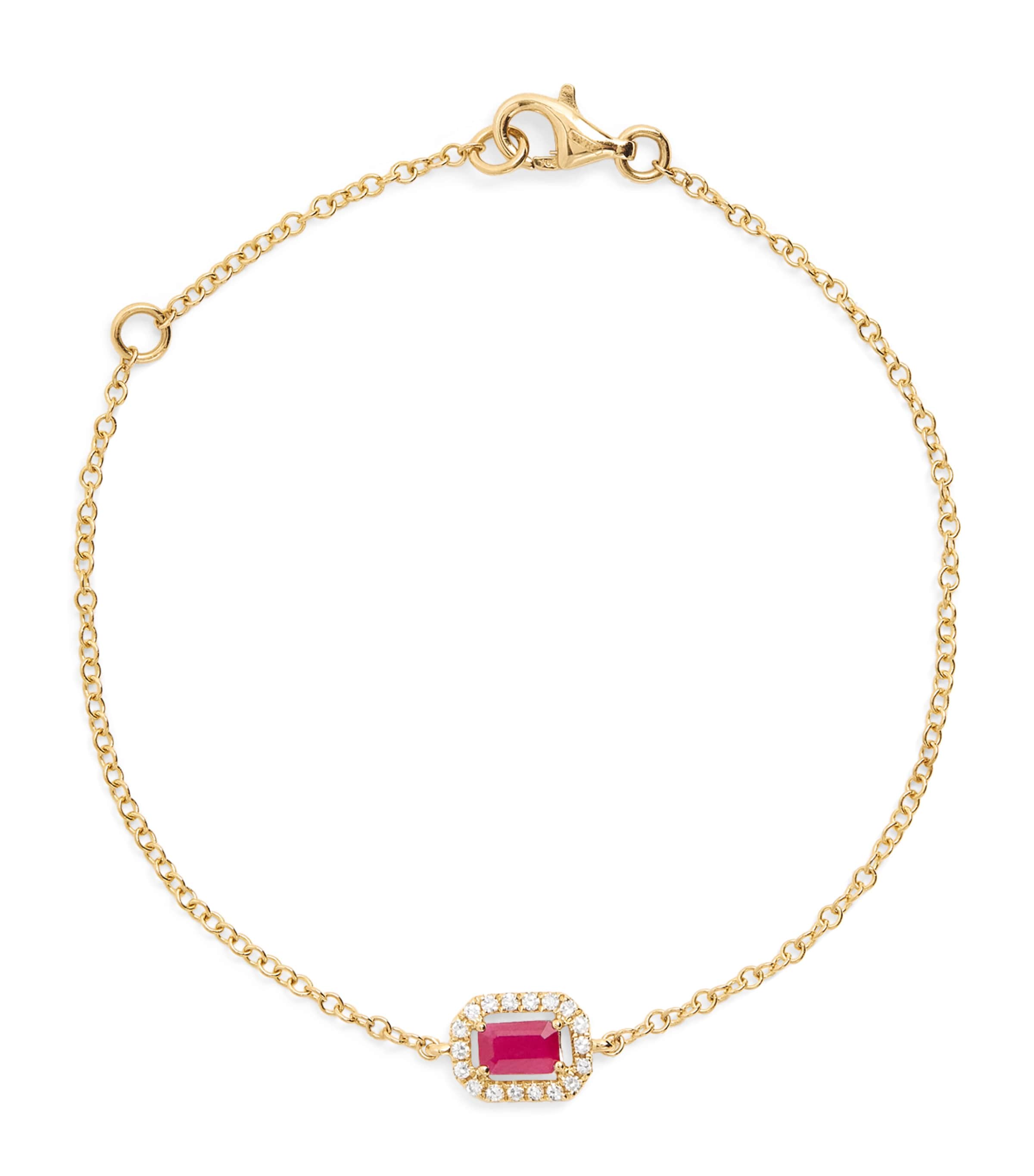Yellow Gold, Diamond and Ruby Halo Bracelet
