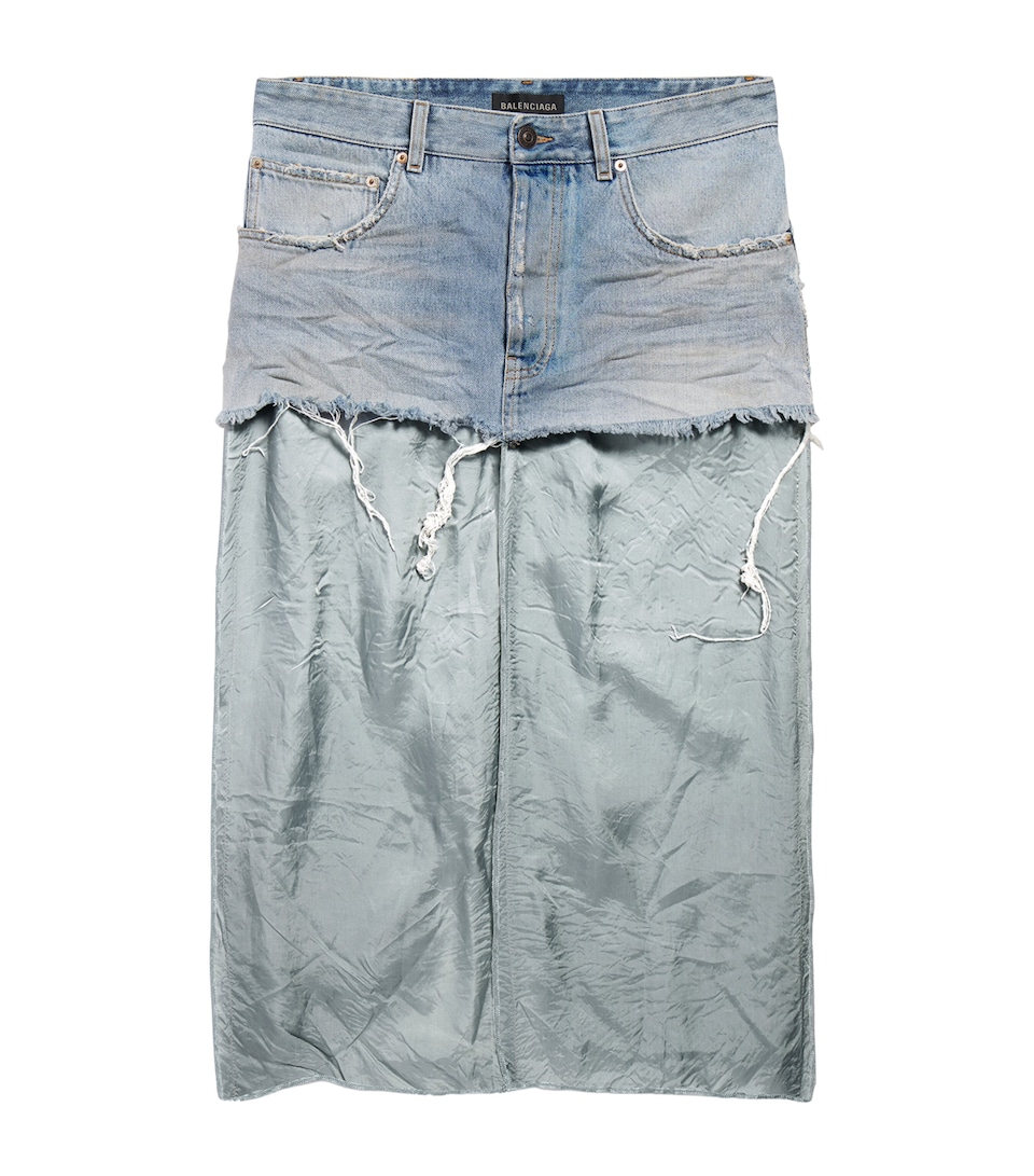 Ripped Off Denim Midi Skirt