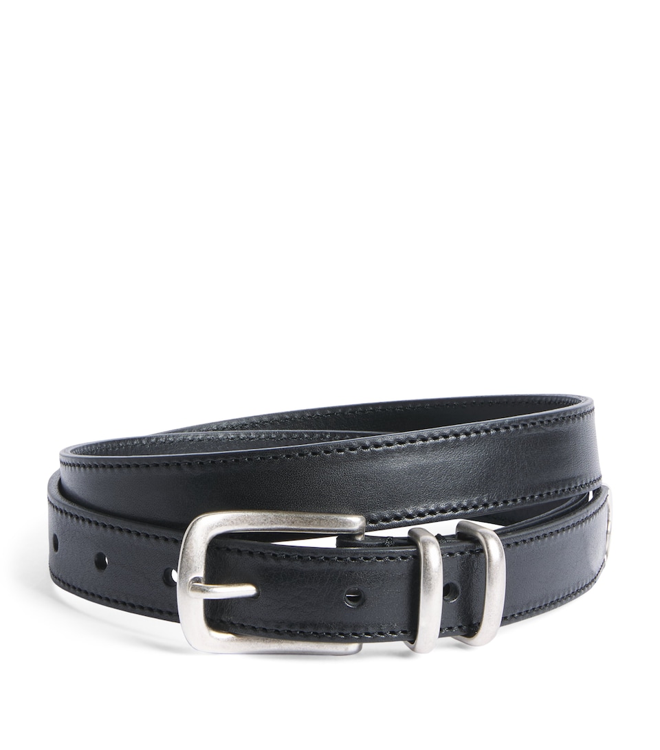 Molebo Leather Double-Loop Western Belt Black Leather