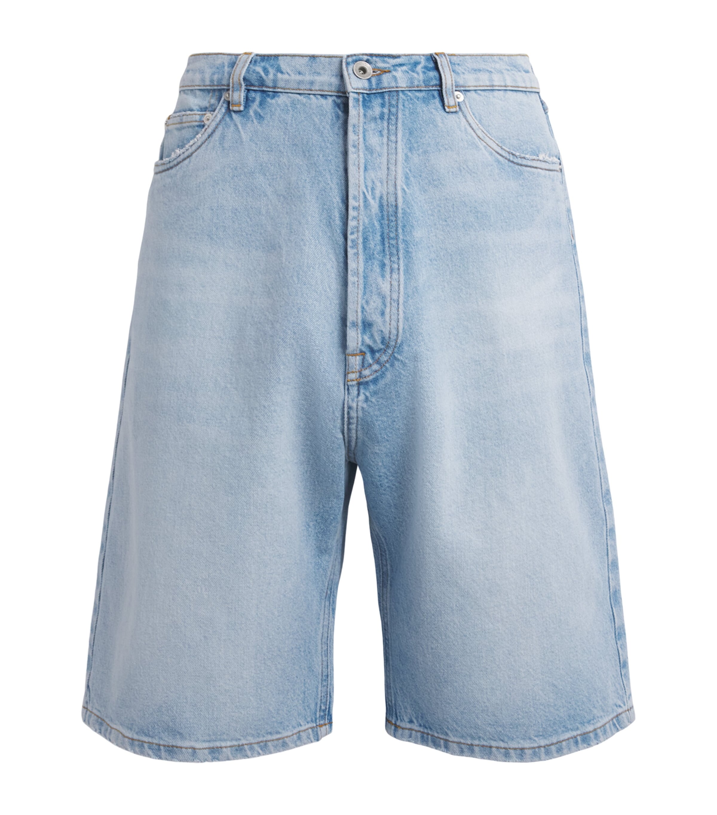 Studio Nicholson Mens Marylebone Wide-Leg Denim Shorts Bleached Wash