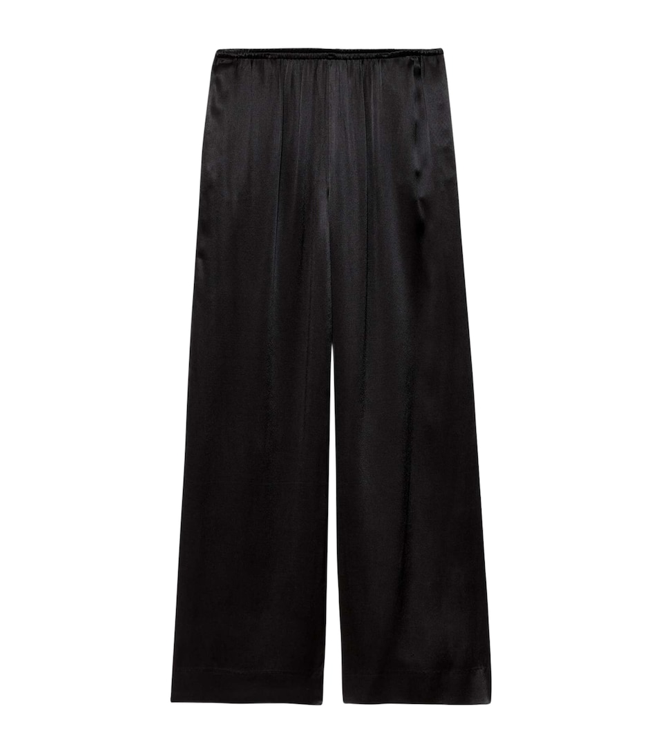 AllSaints Womens Crepe Lycia Wide-Leg Trousers Black
