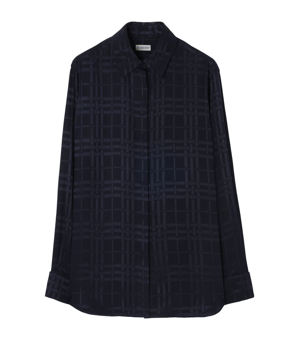 Burberry Womens Silk Check Shirt Dark Ink Blue