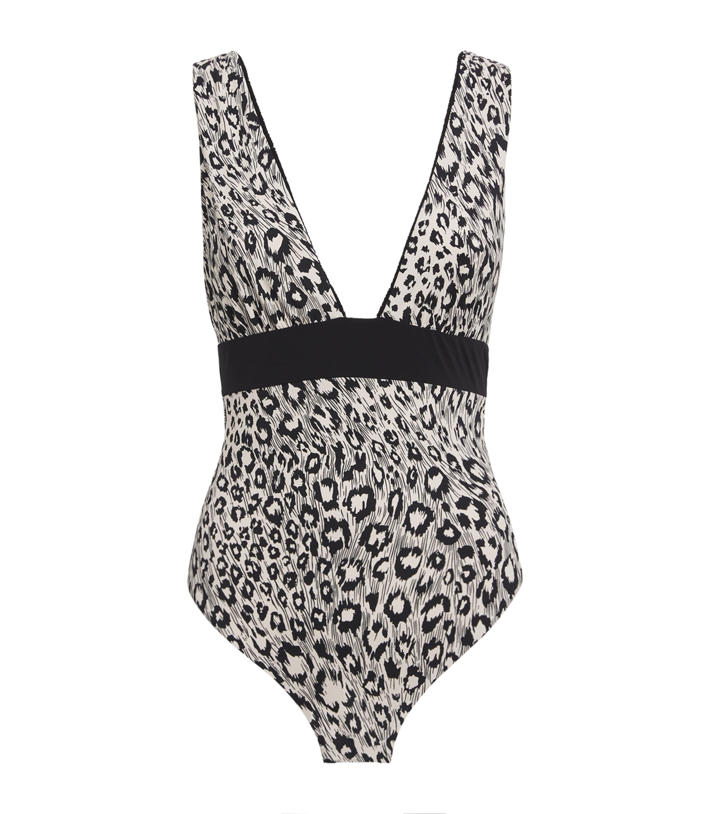 Leopard Print Plunge Swimsuit