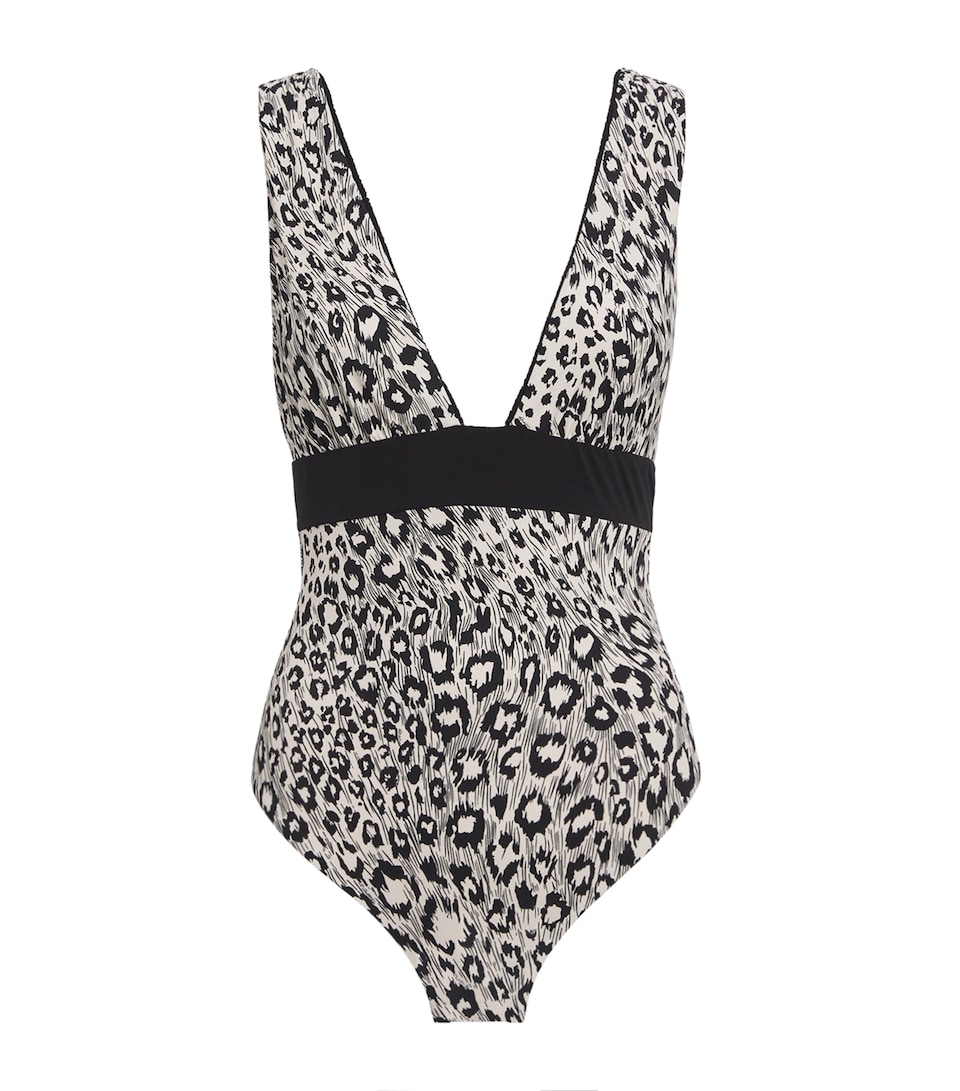 Leopard Print Plunge Swimsuit