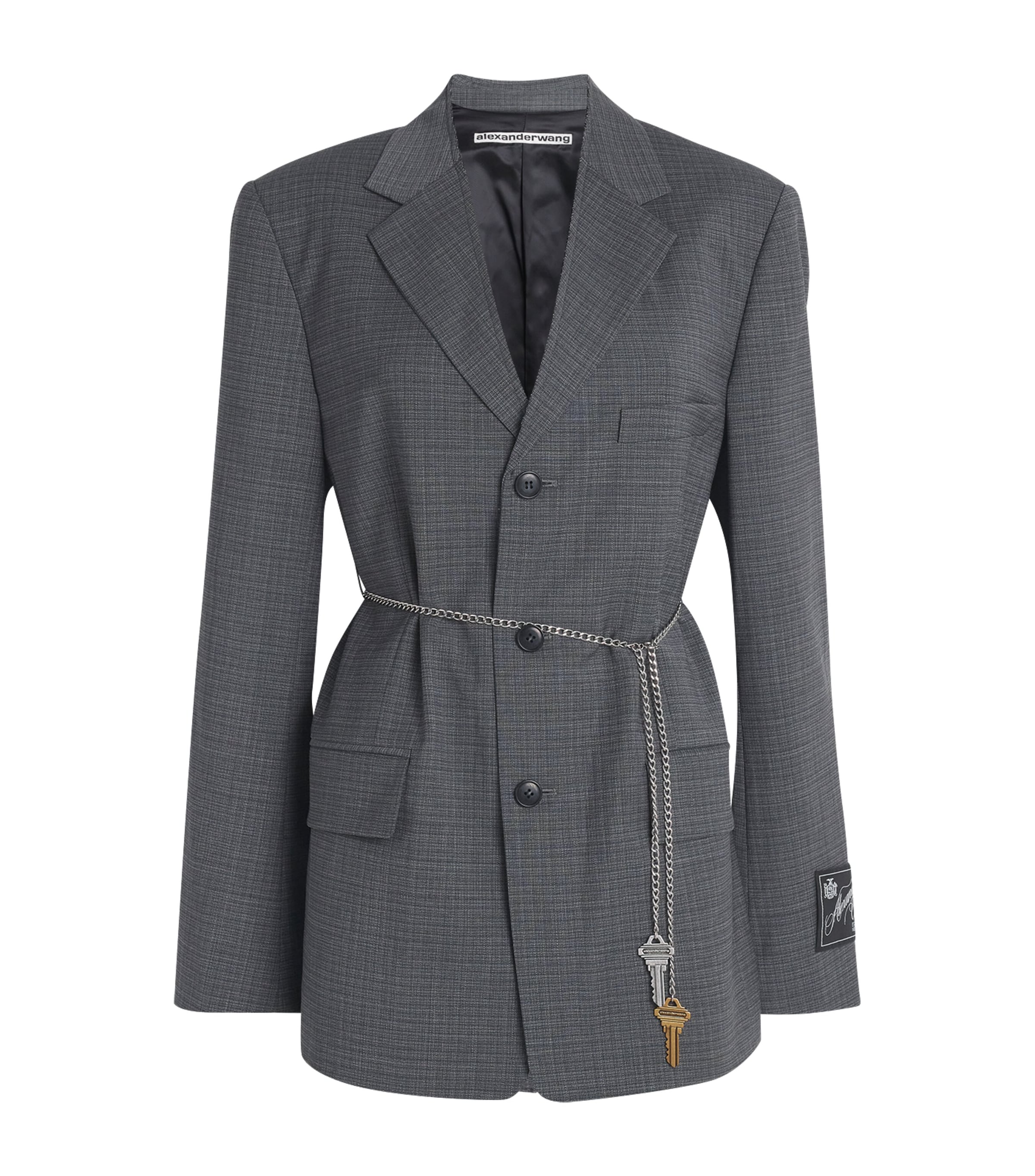 Wool-Blend Chain-Detail Blazer