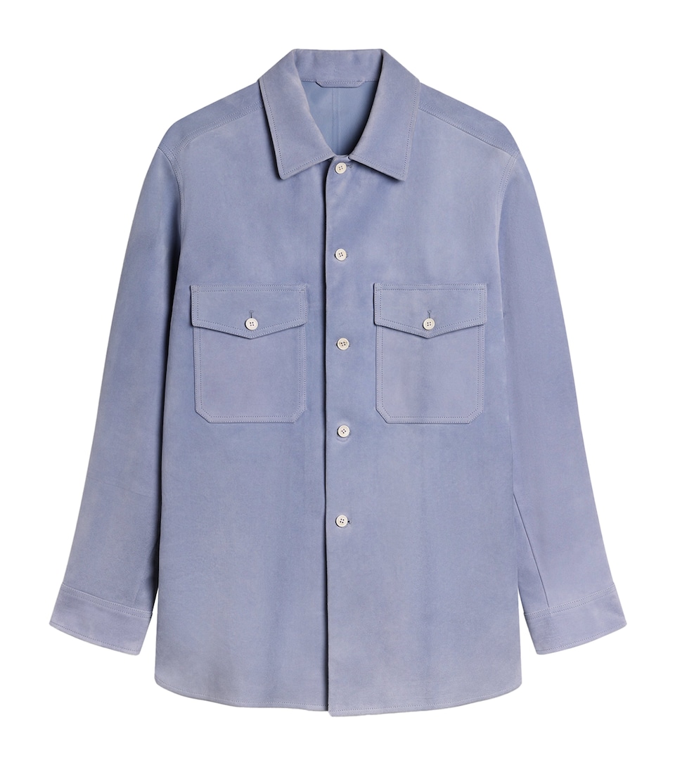 Dunhill Mens Suede Overshirt Lilac