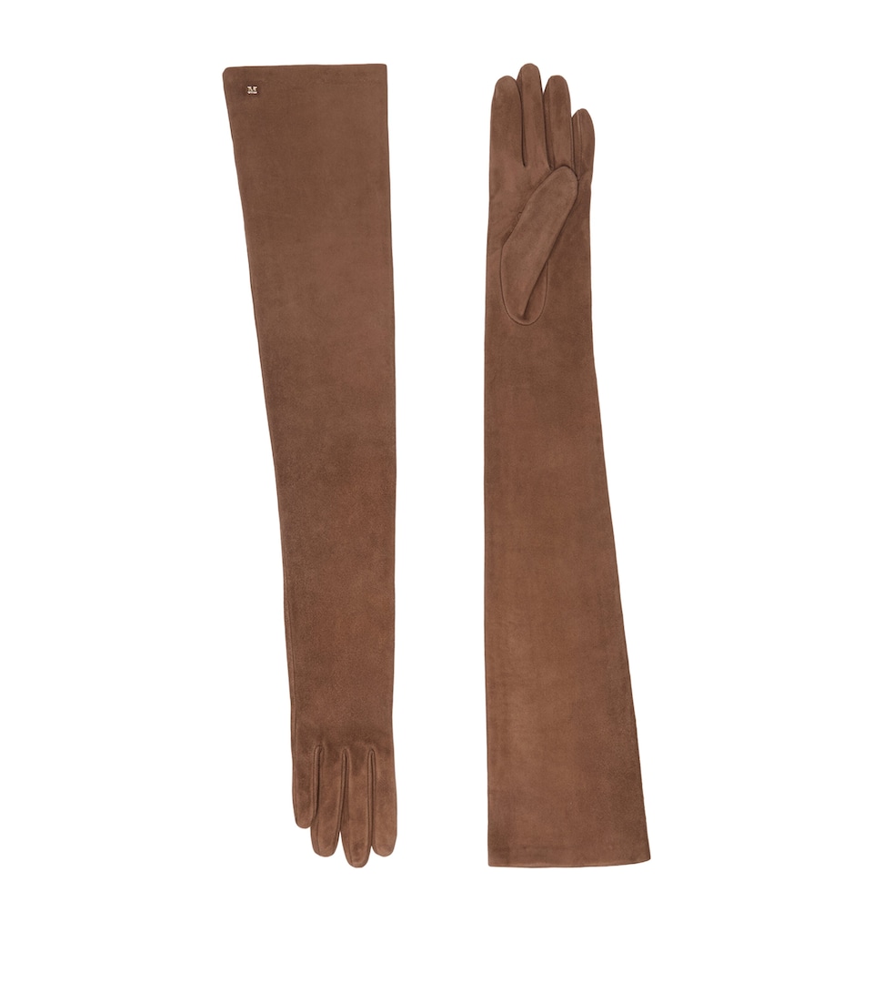 Max Mara Suede Long Gloves Brown
