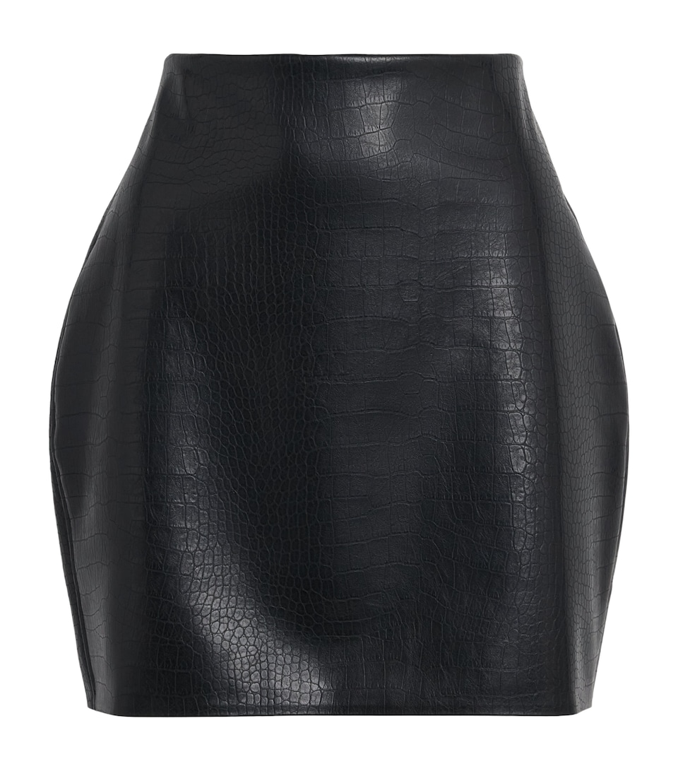 Wolford Womens Croc-Effect Faux-Leather Mini Skirt Black