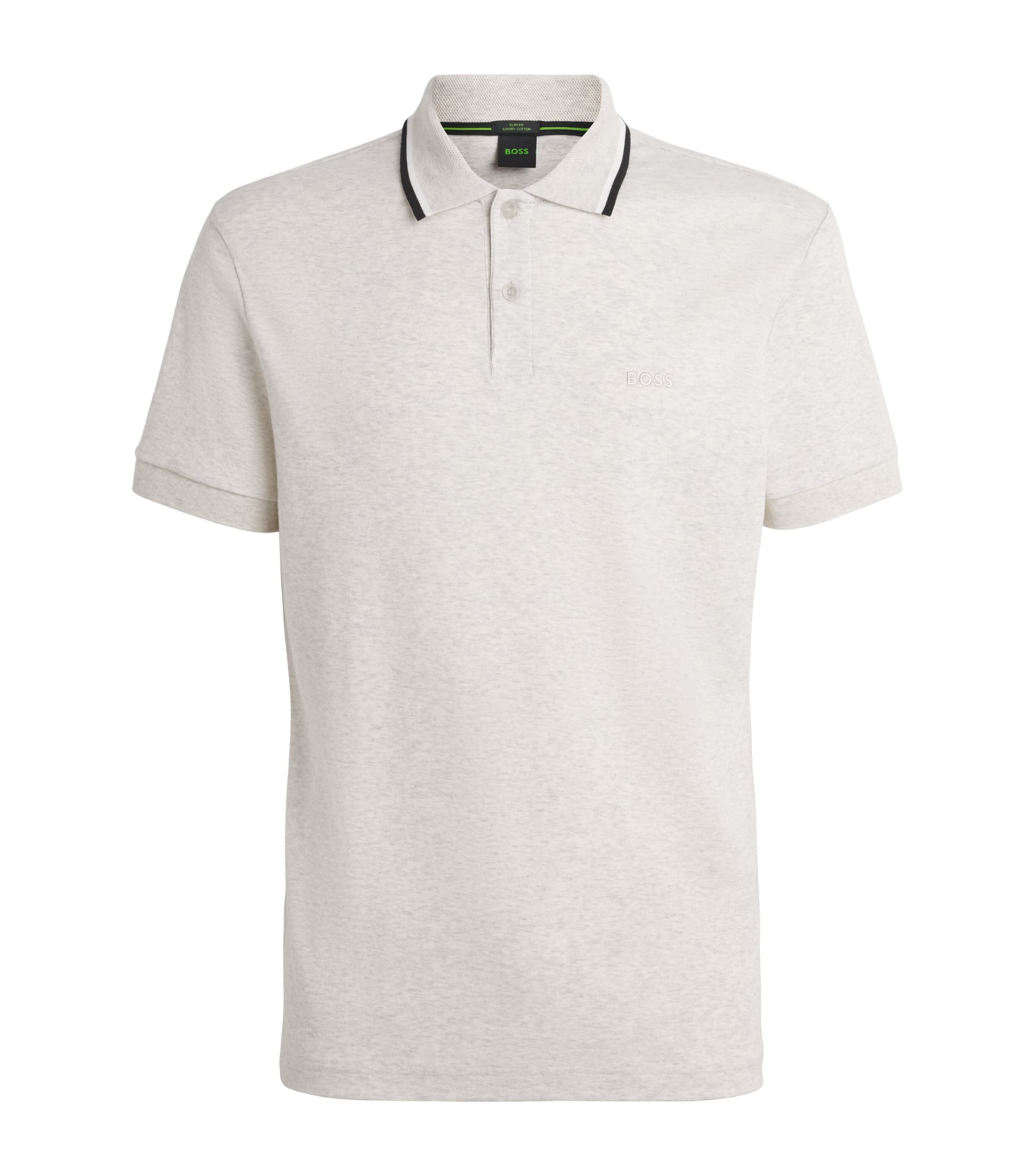 BOSS Mens Cotton Paddy Polo Shirt Silver