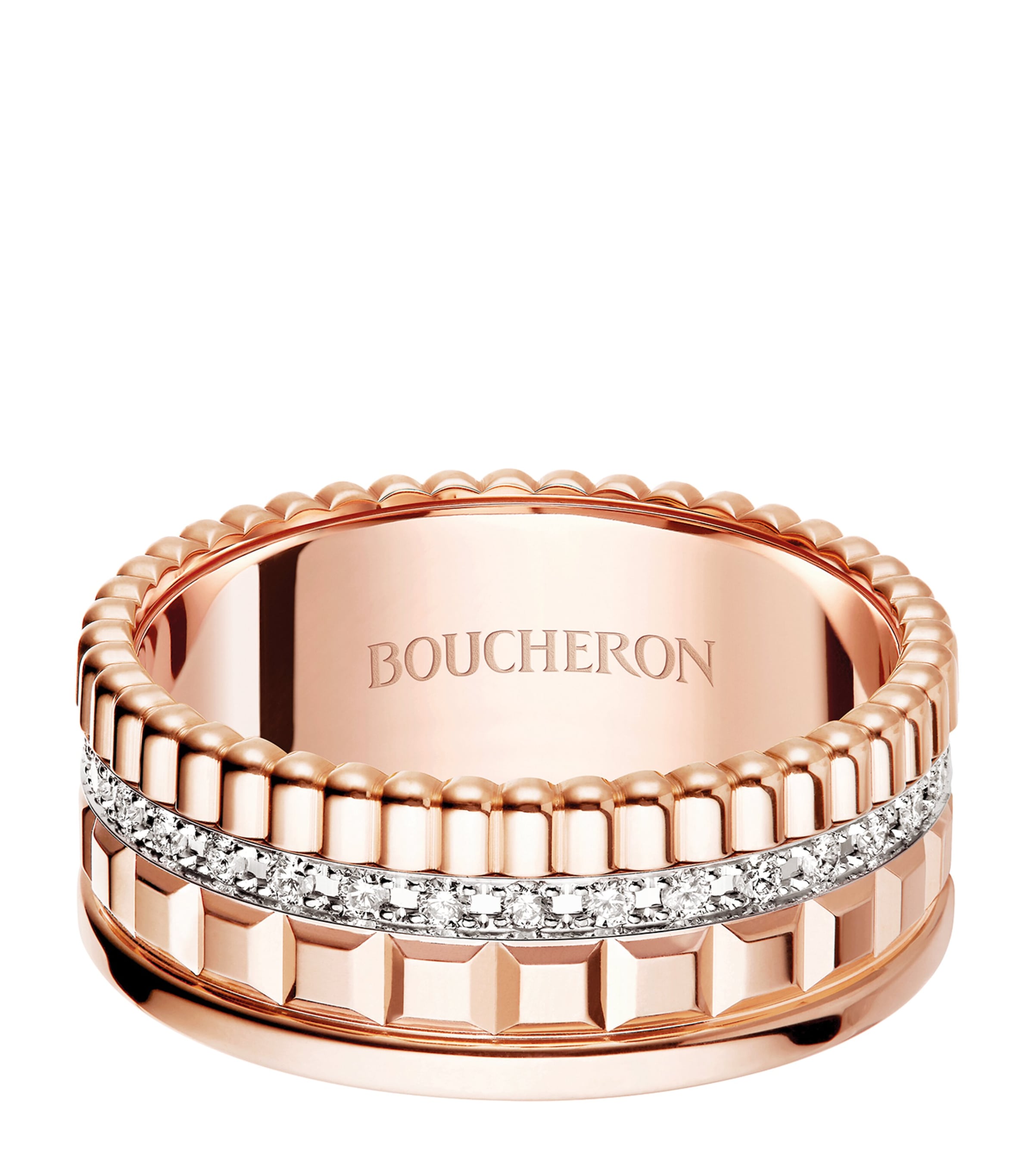 Small Rose Gold and Diamond Quatre Radiant Ring