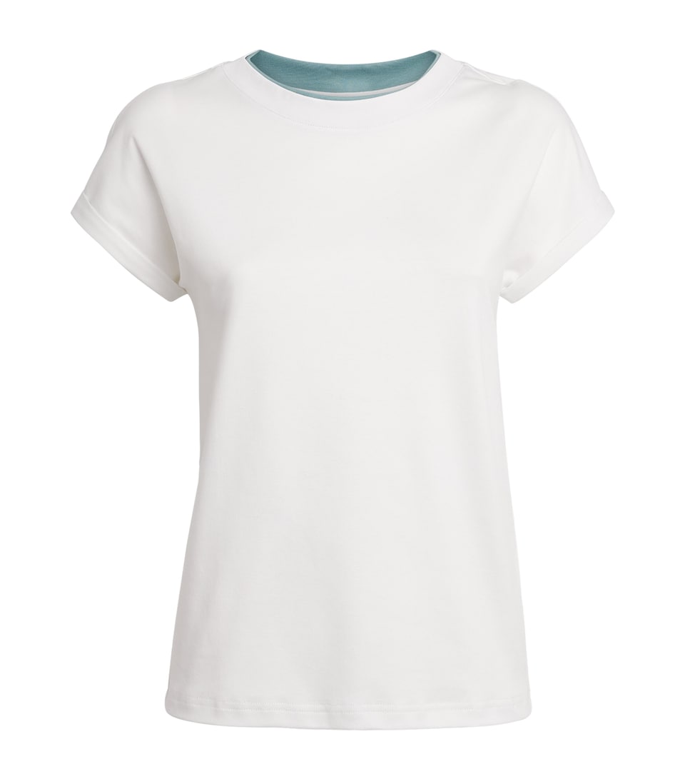 Eleventy Womens Cotton Layered T-Shirt Bianco, Giada